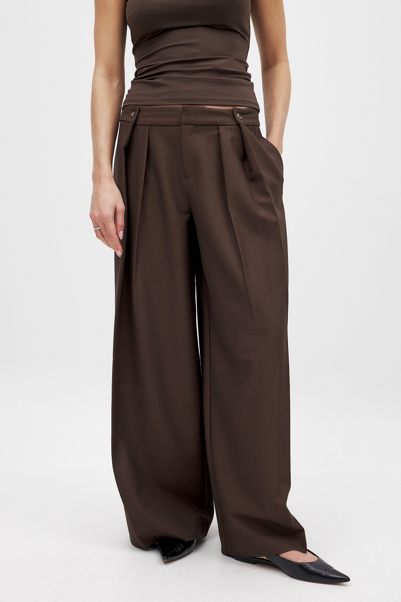 Mid Waist Suit Pants