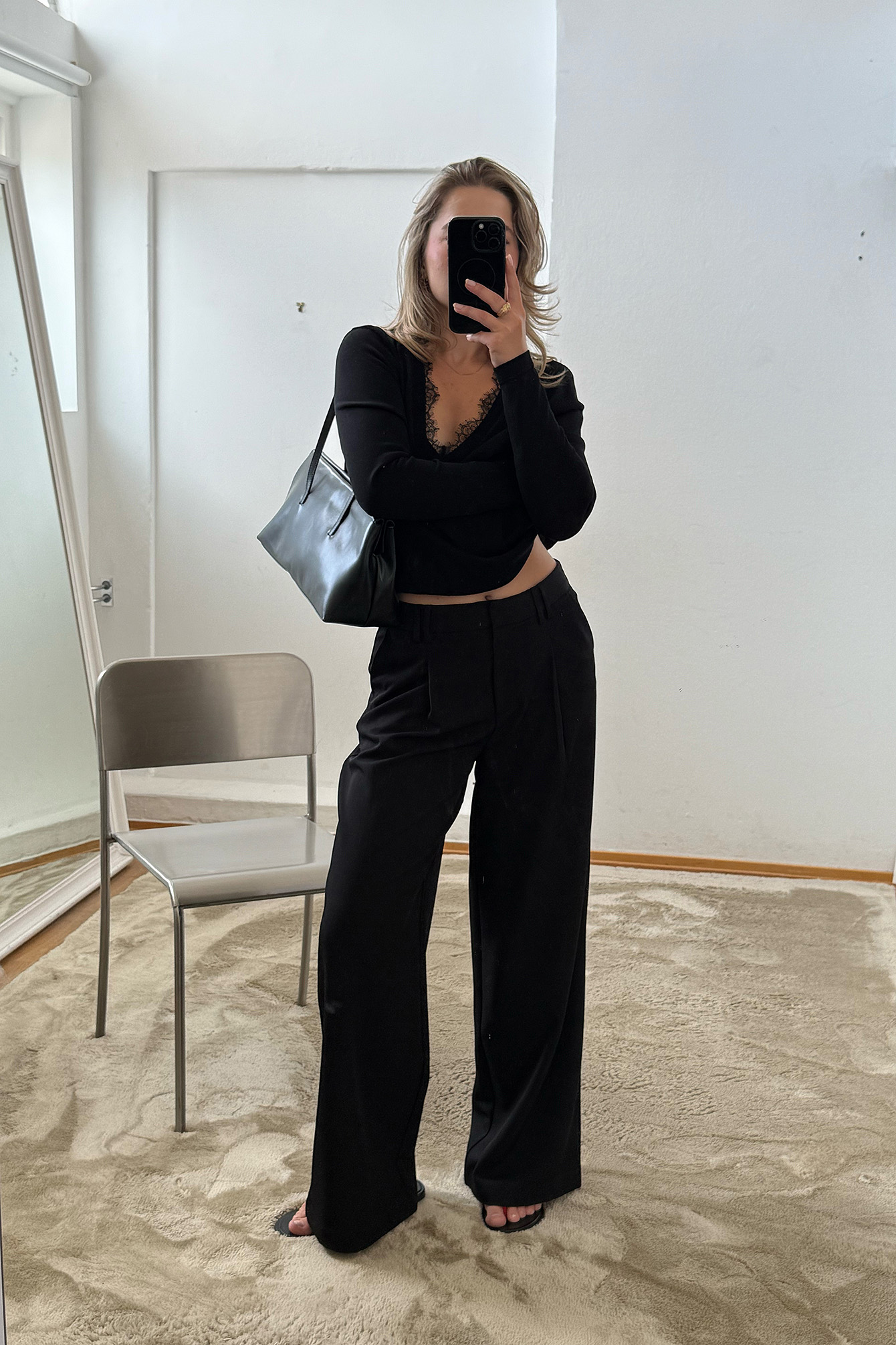 High Waist Wide Leg Pants - Black