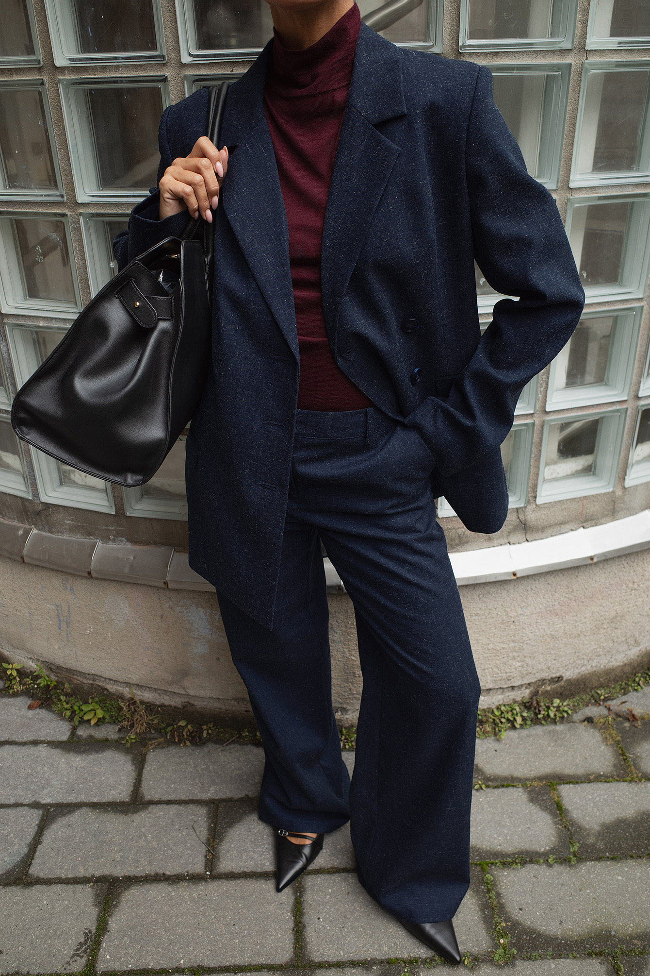 Janka Polliani x NA-KD Hose mit weitem Bein und mittlerer Taille - Anzüge - Blau - EU 32 - NA-KD / NAKD
