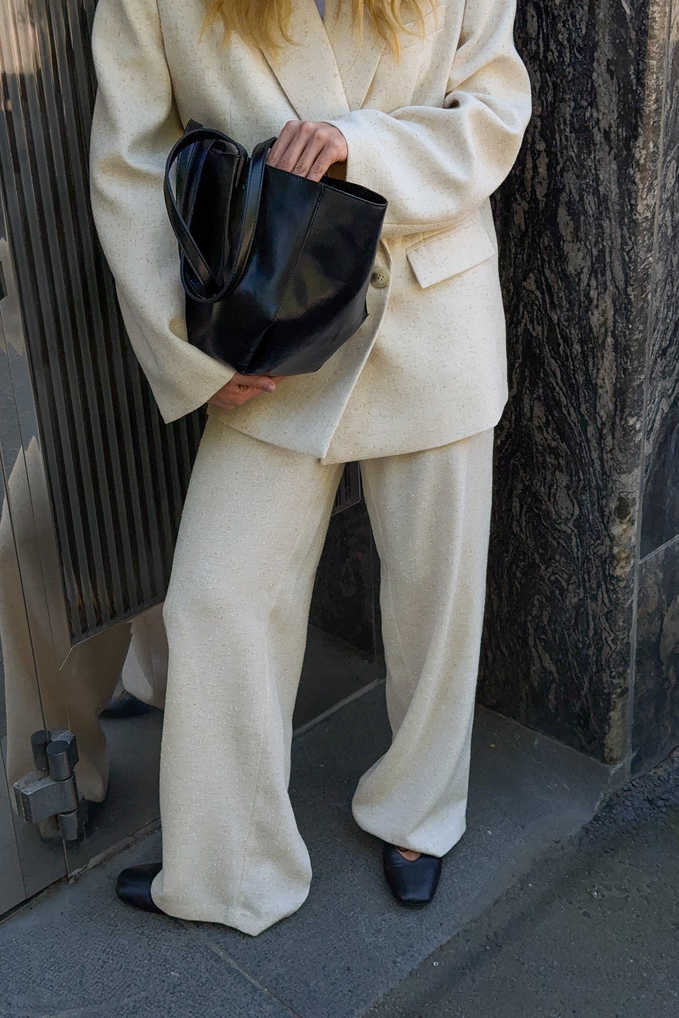 NA-KD Mid Waist Wide Leg Structured Pants - Wide Leg Pants - Beige - EU 36 - NA-KD / NAKD