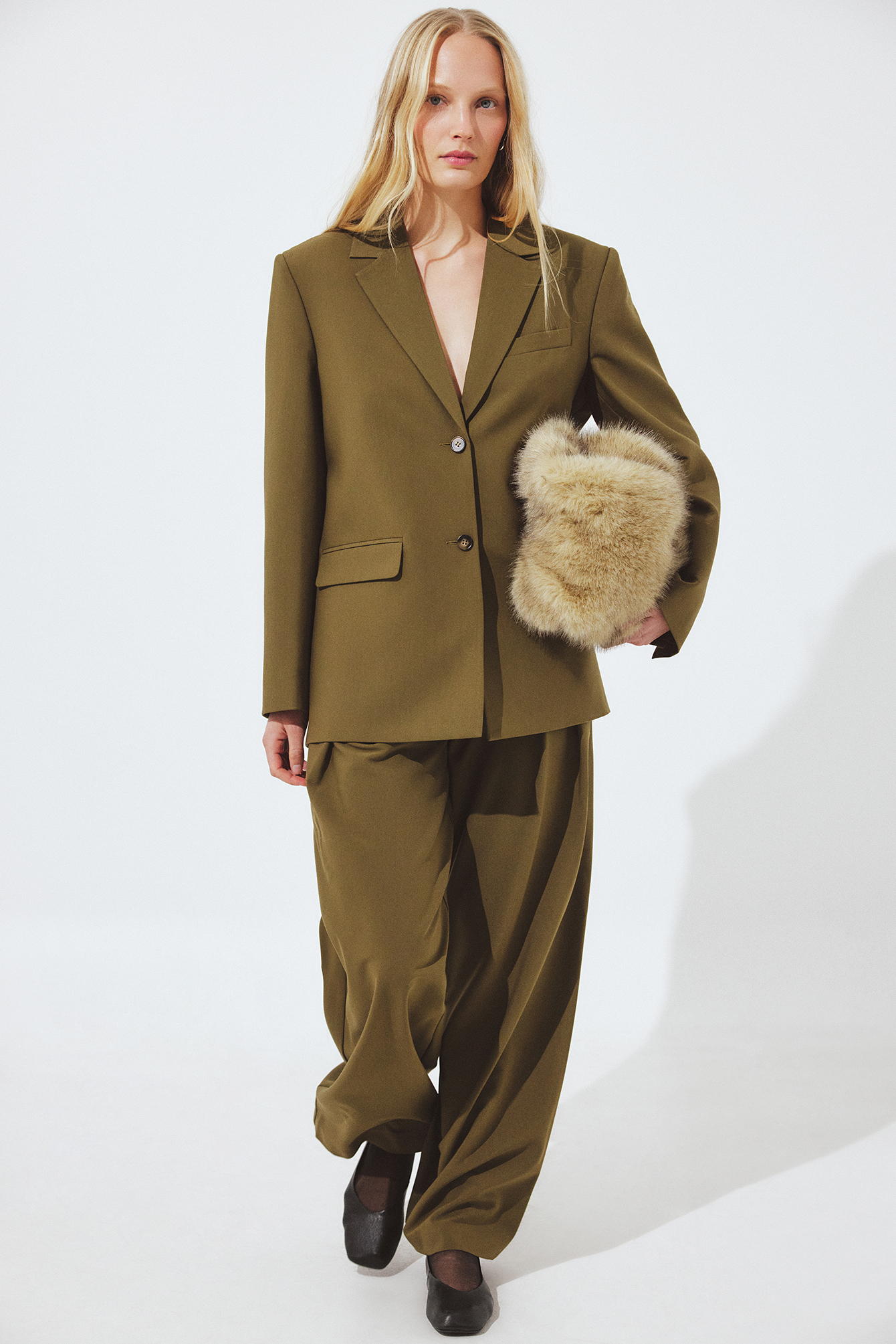 NA-KD Mid Waist Wide Leg Suit Pants - Wide Leg Pants - Green - EU 44 - NA-KD / NAKD