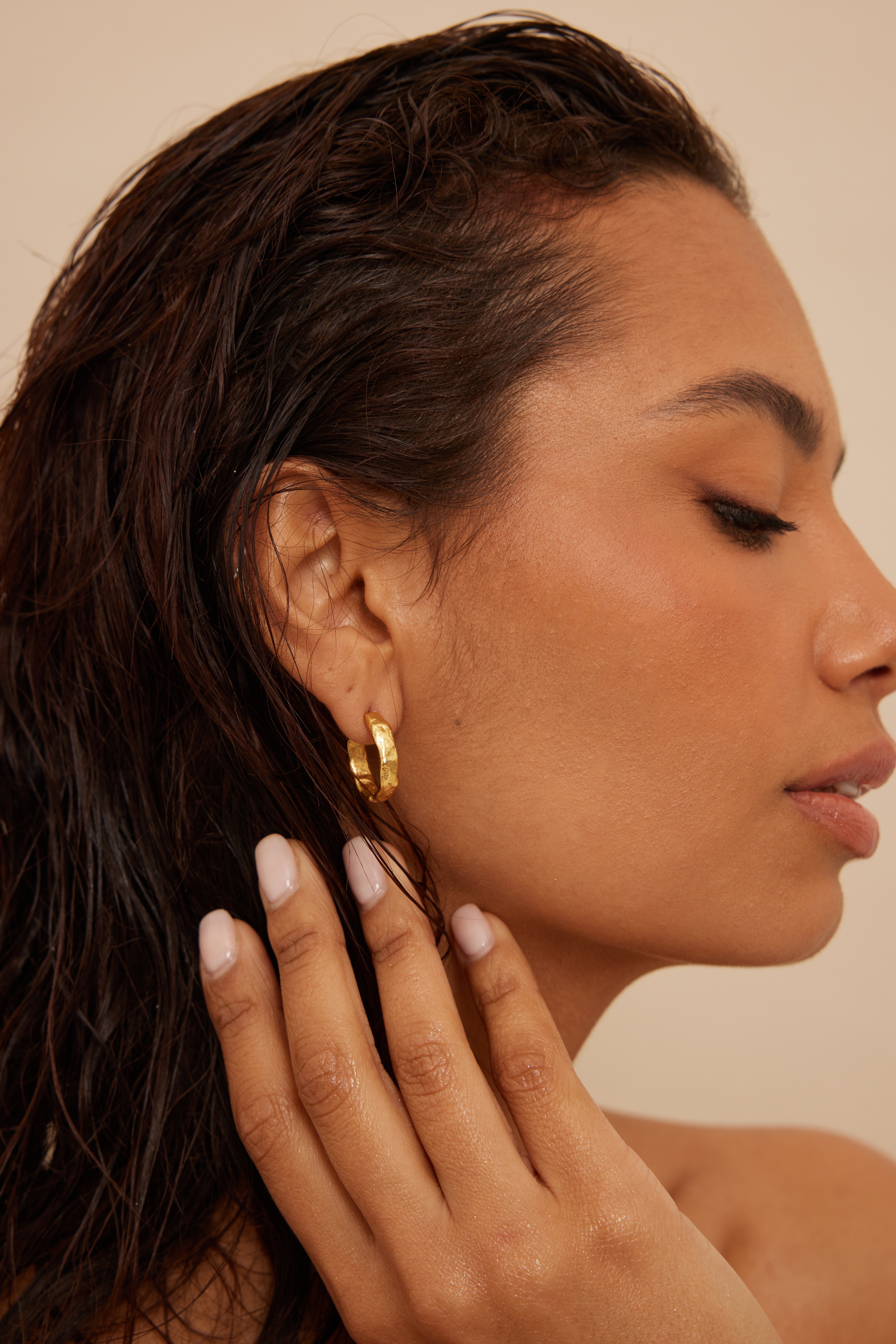 Gold Recycled Midi Crafted Gold Plated Hoops