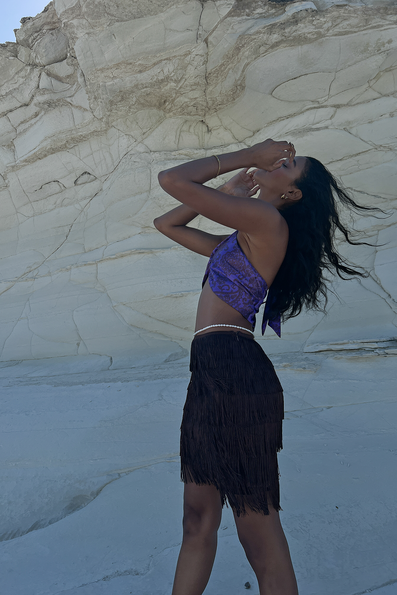 Fringe mini skirt