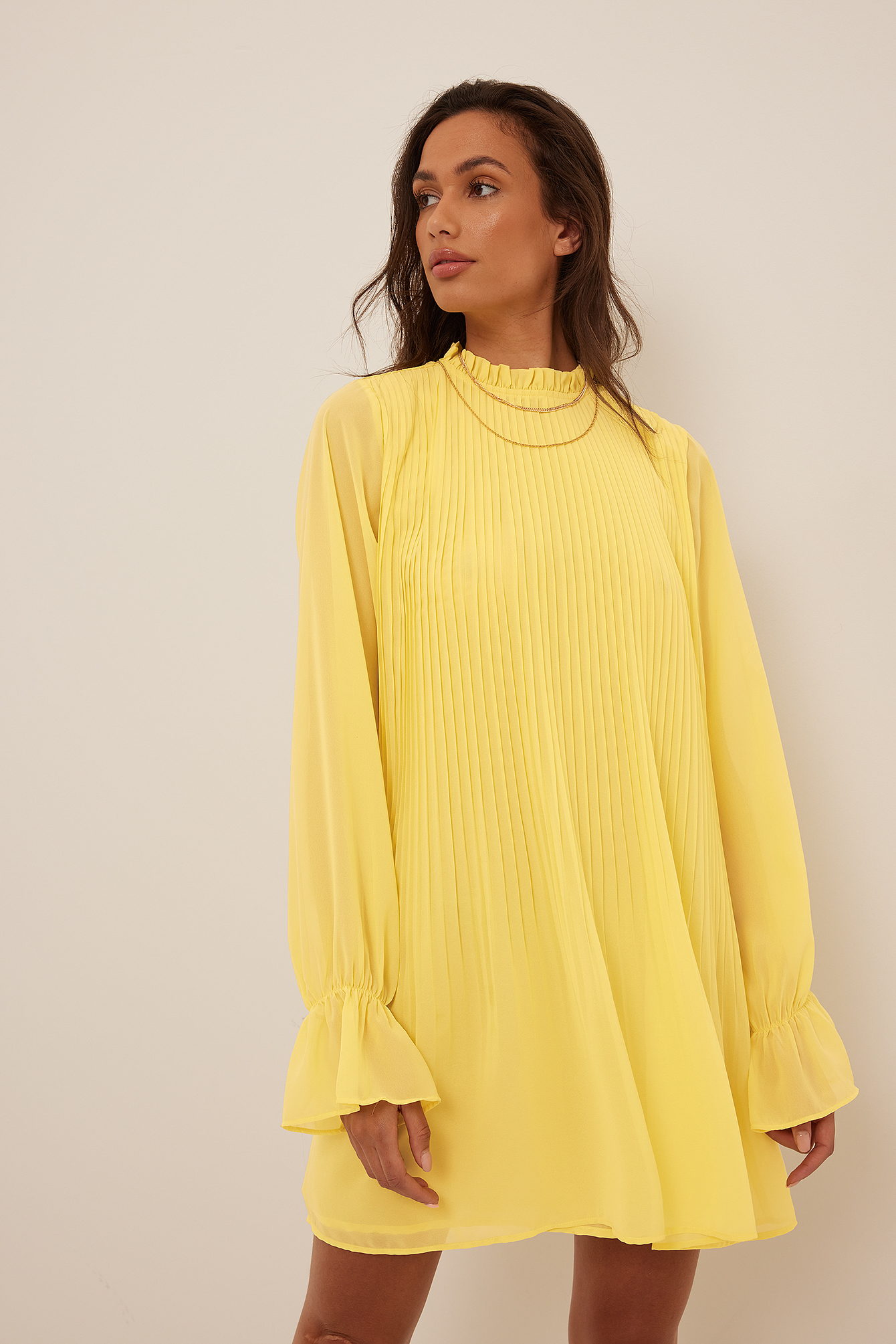 Mini Pleated Dress Yellow