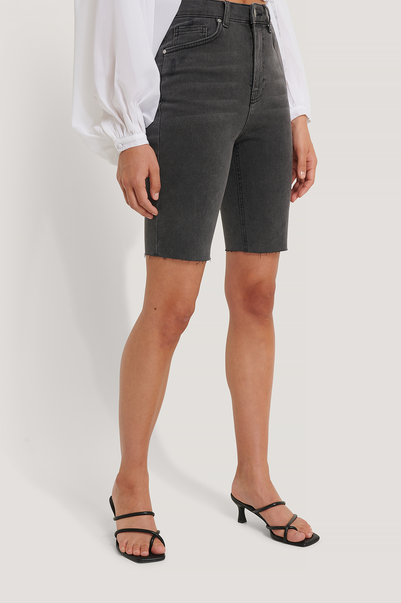 Long Denim Shorts Grey | na-kd.com