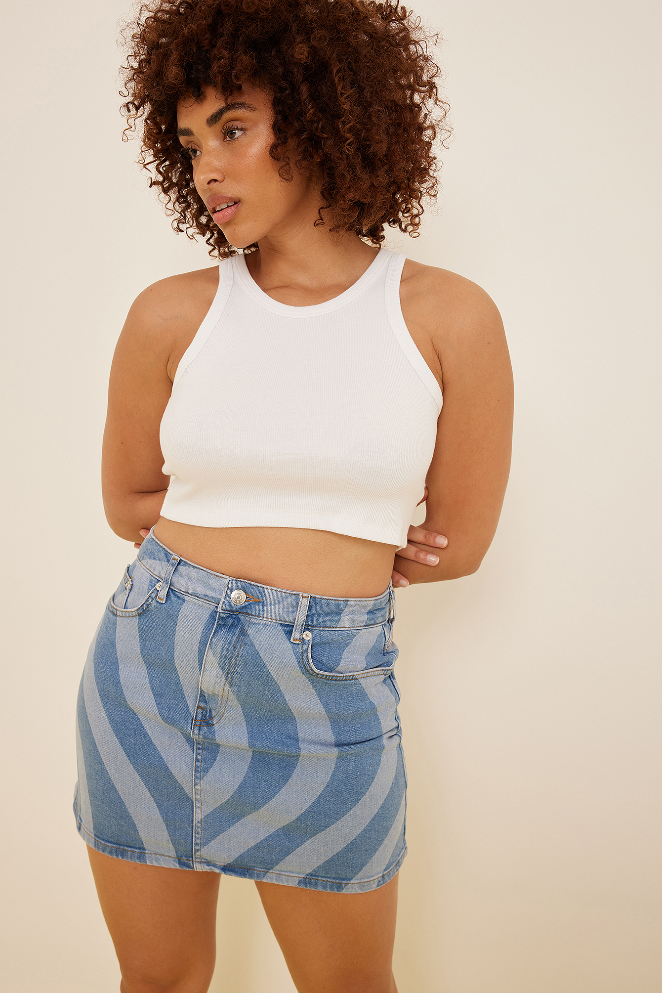 Organic Swirl Denim Skirt Blue | na-kd.com