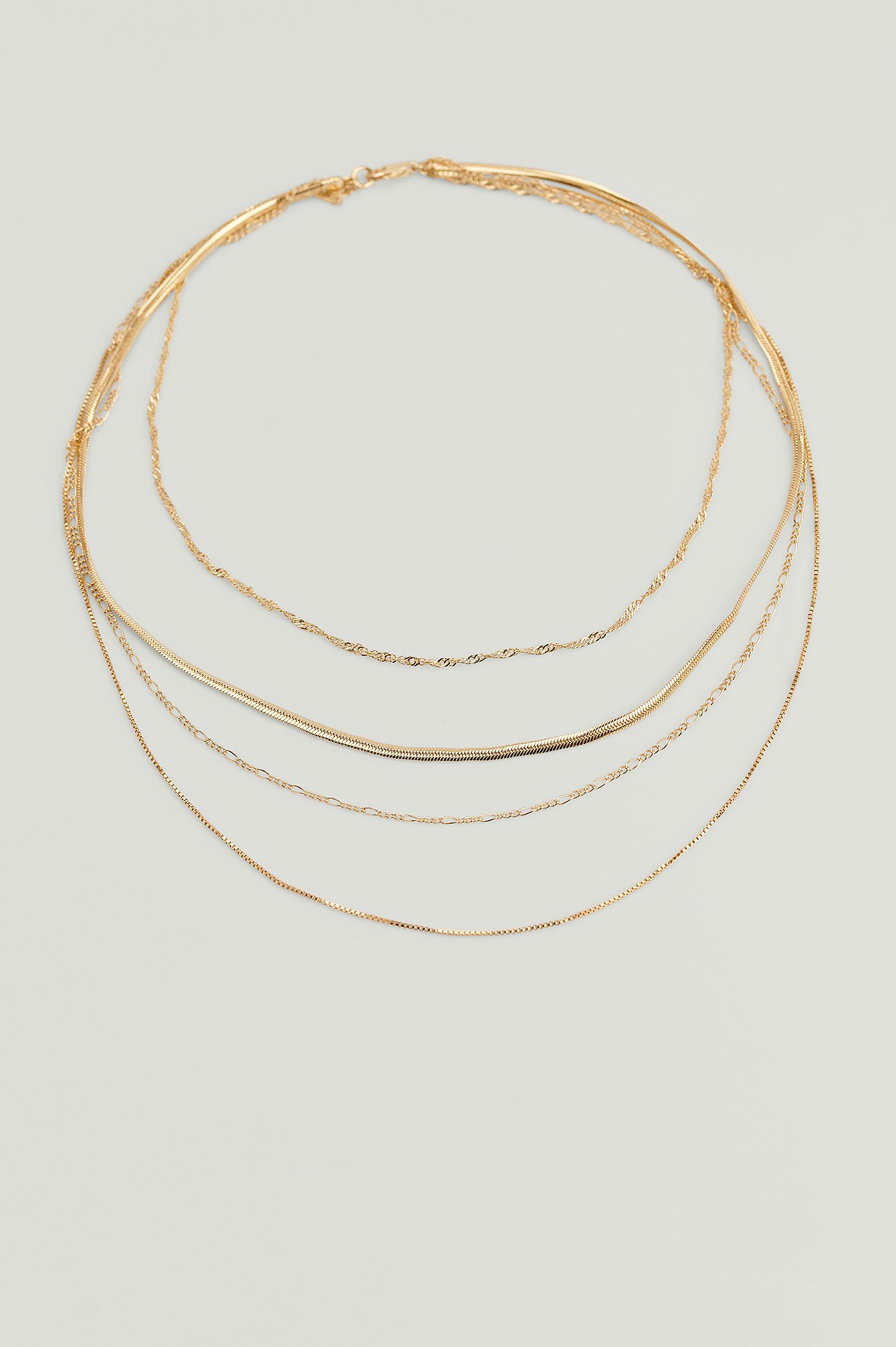 Gold Återvunnet halsband med mixade kedjor i lager