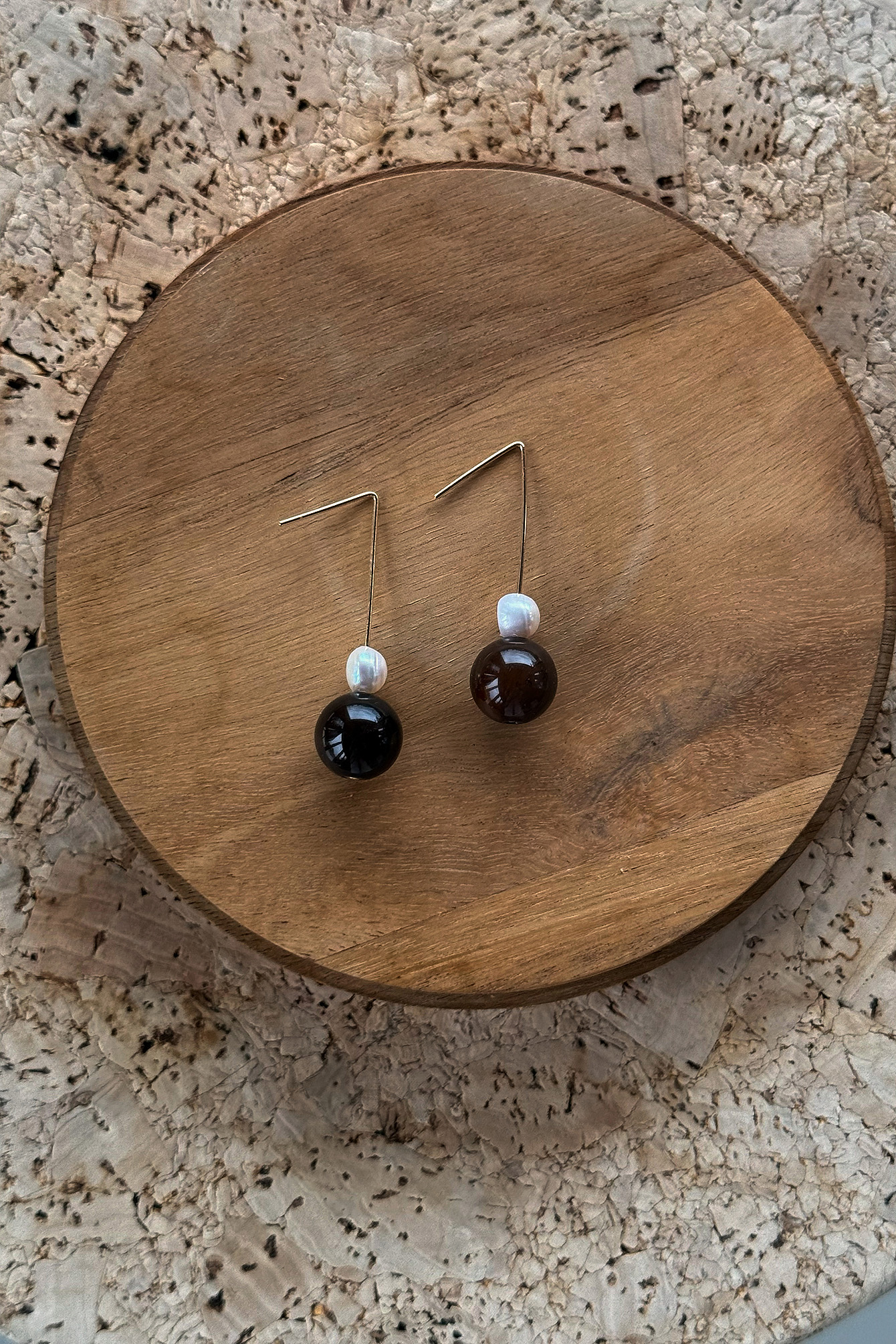 NA-KD Mixed Pearl and Stone Earrings - Jewellery - Brown - One Size - NA-KD / NAKD