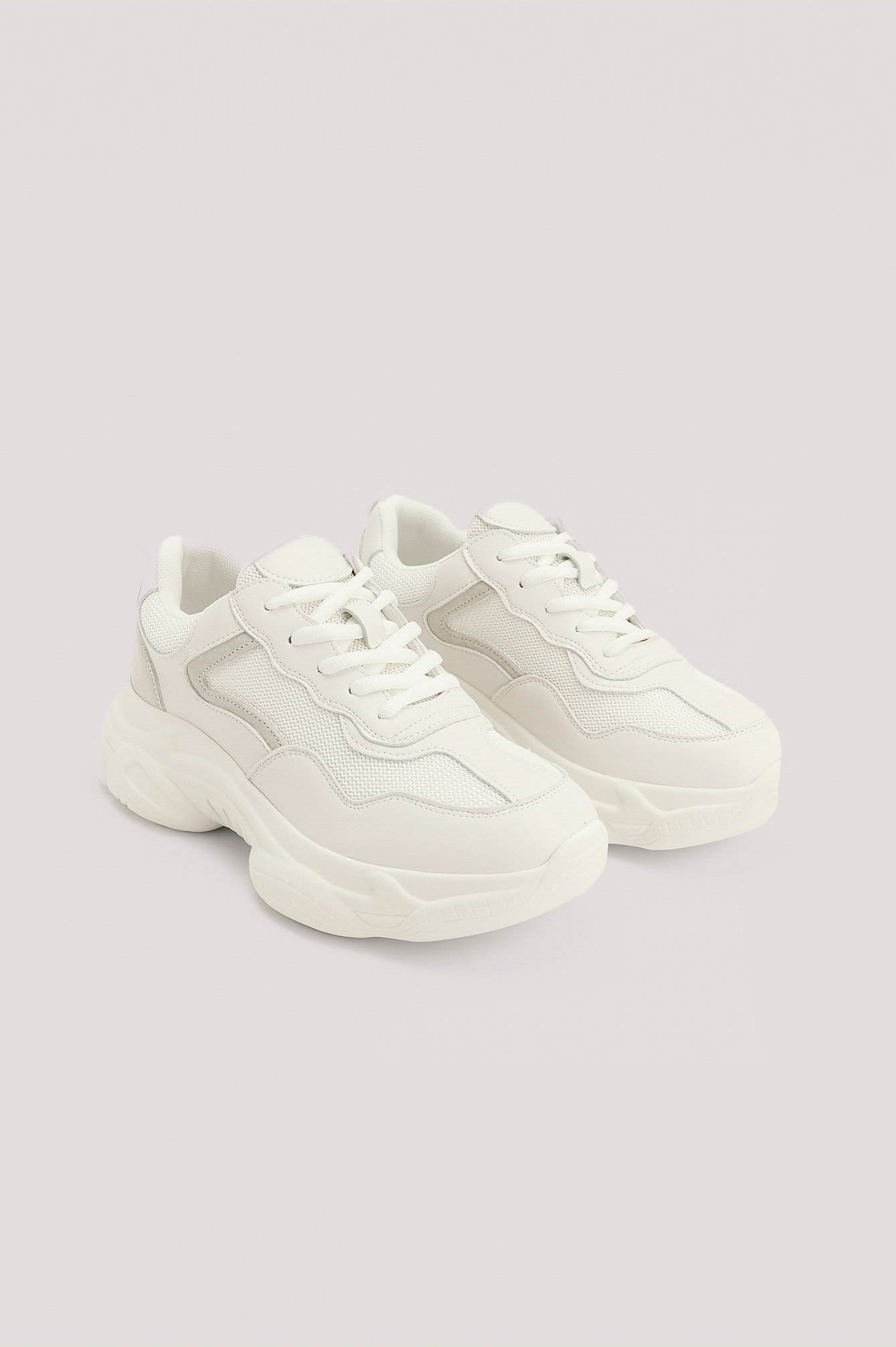 White Mixed Upper Trainers