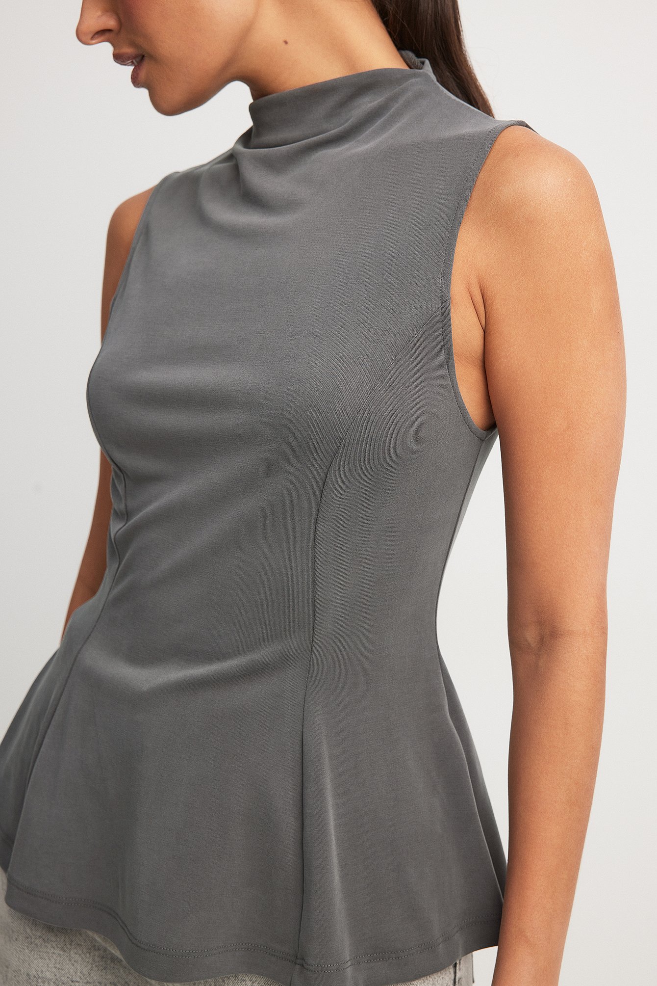 NA-KD Modal Top - Sleeveless Tops - Grey - XX-Small - NA-KD / NAKD