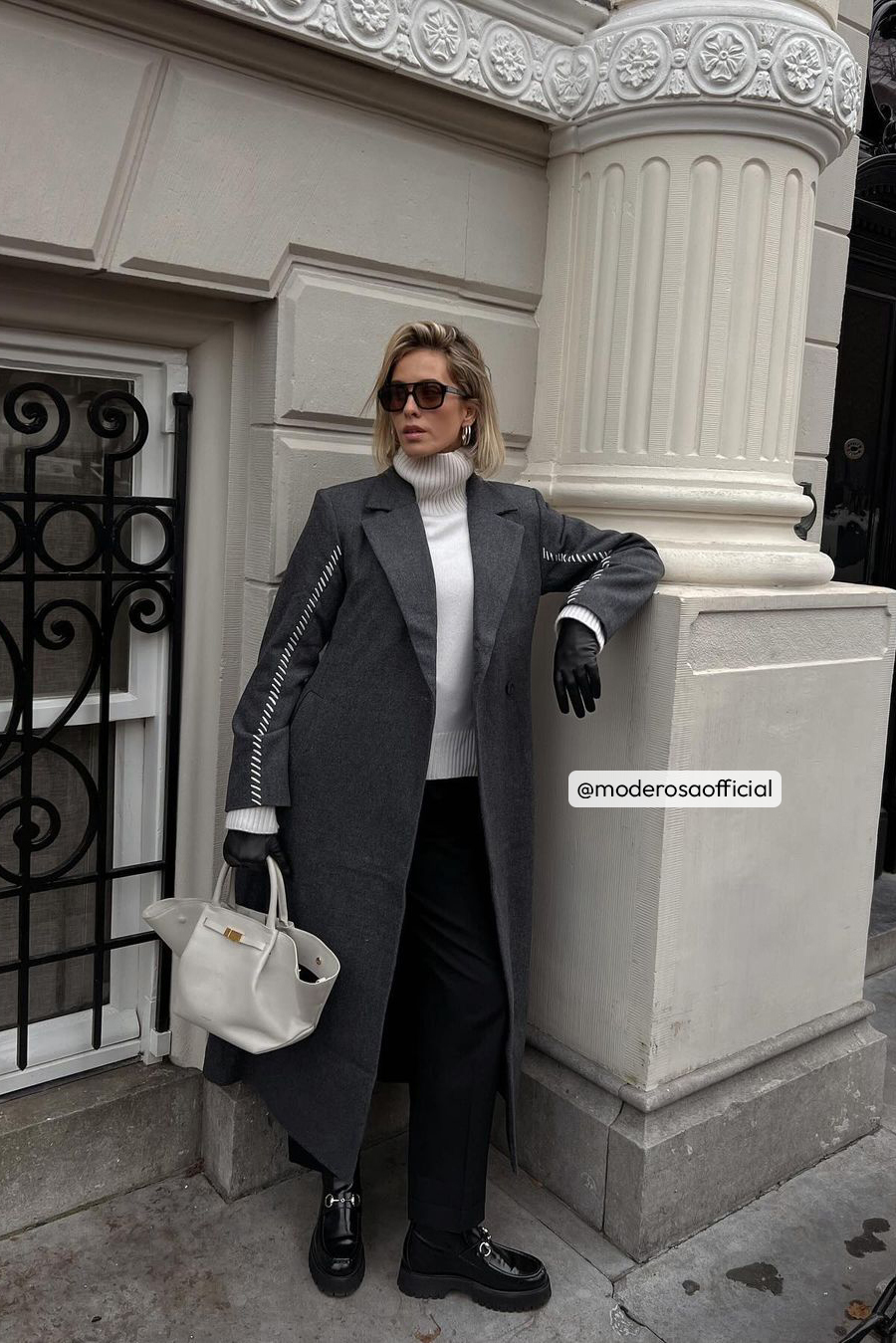 Fitted waist grey coat