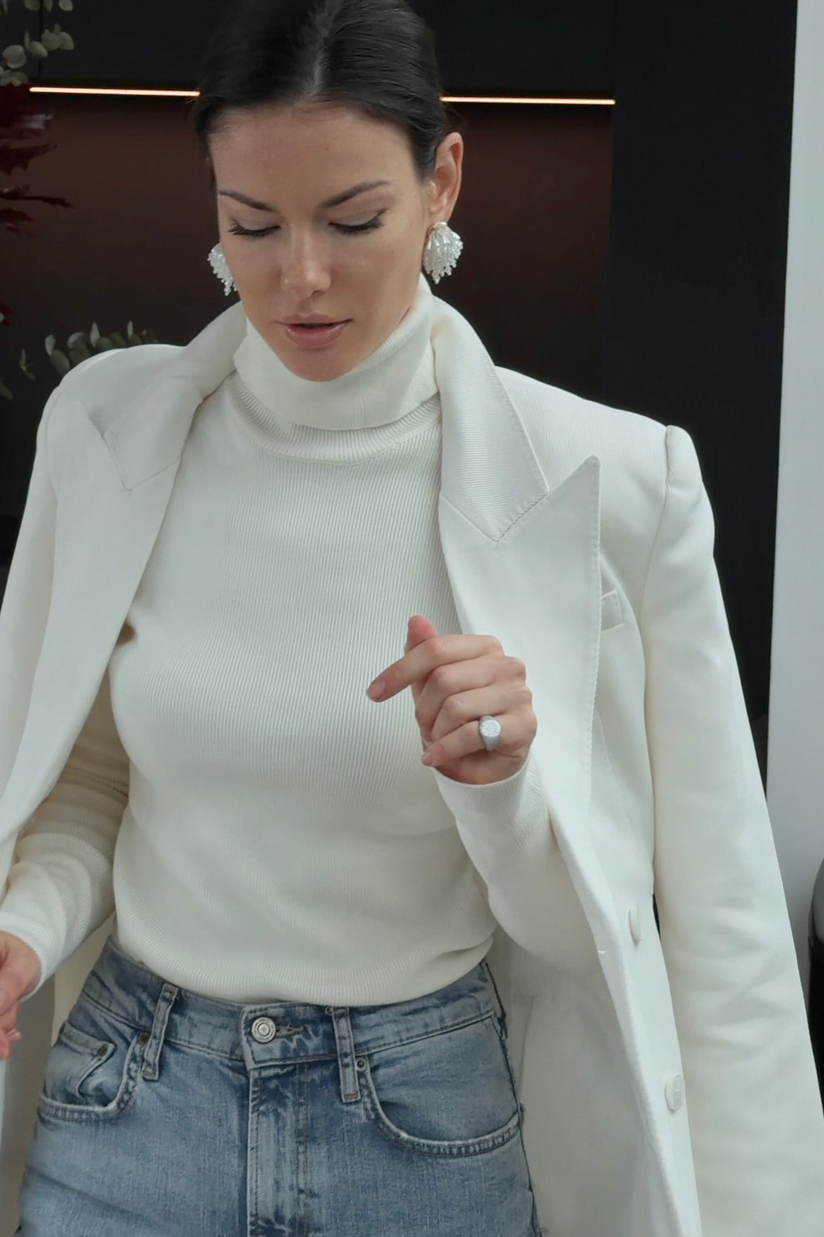 Long Sleeve Turtleneck Ribbed Knitted Top Offwhite | NA-KD