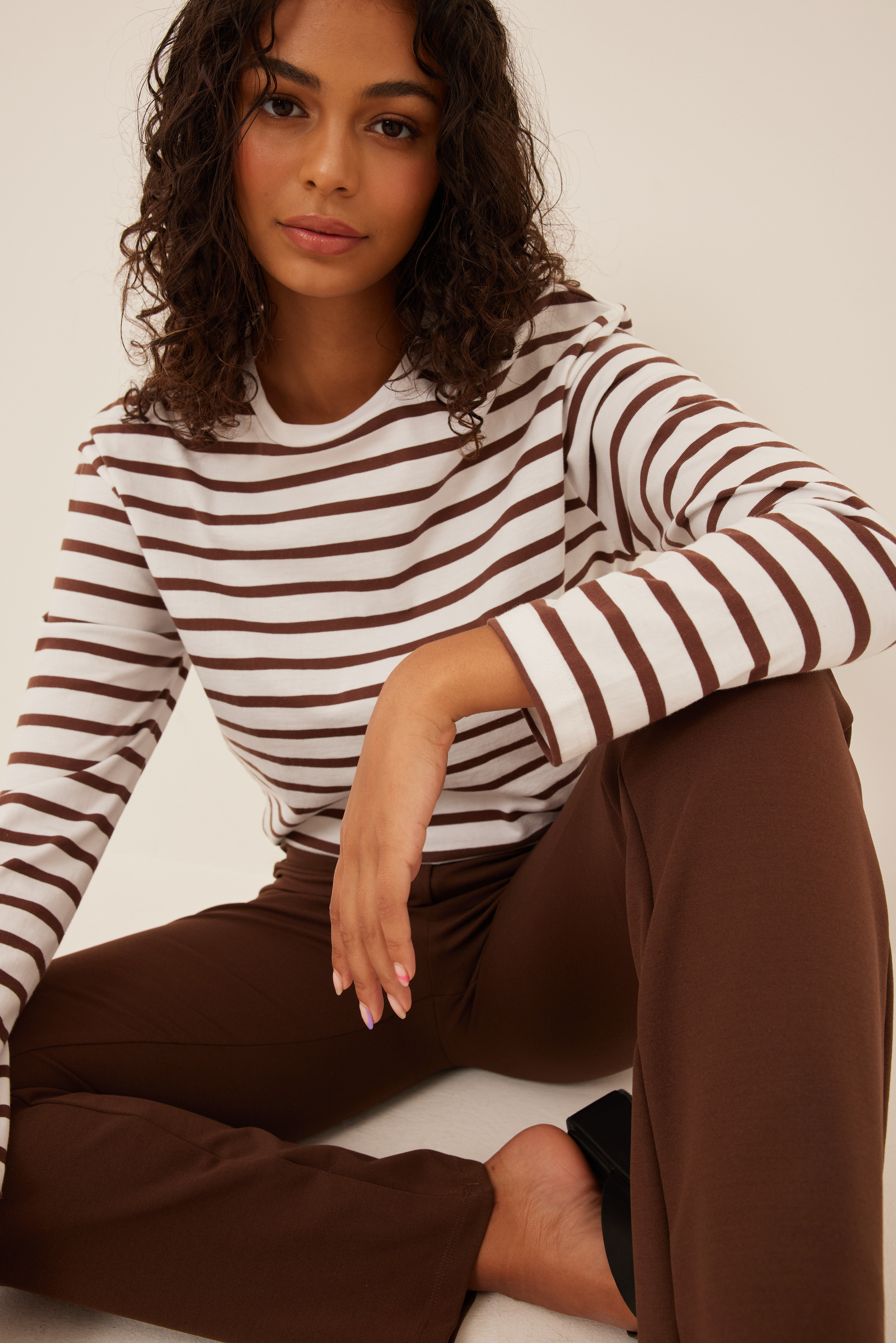 Bootcut Jersey Suit Pants Brown | na-kd.com