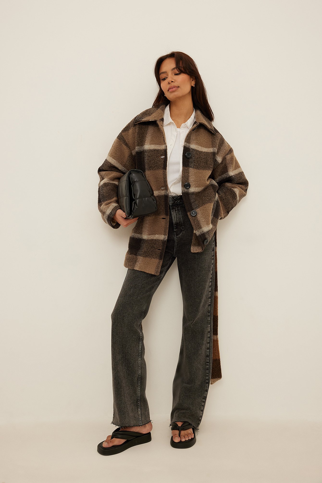 Checked Checked Belted Overshirt
