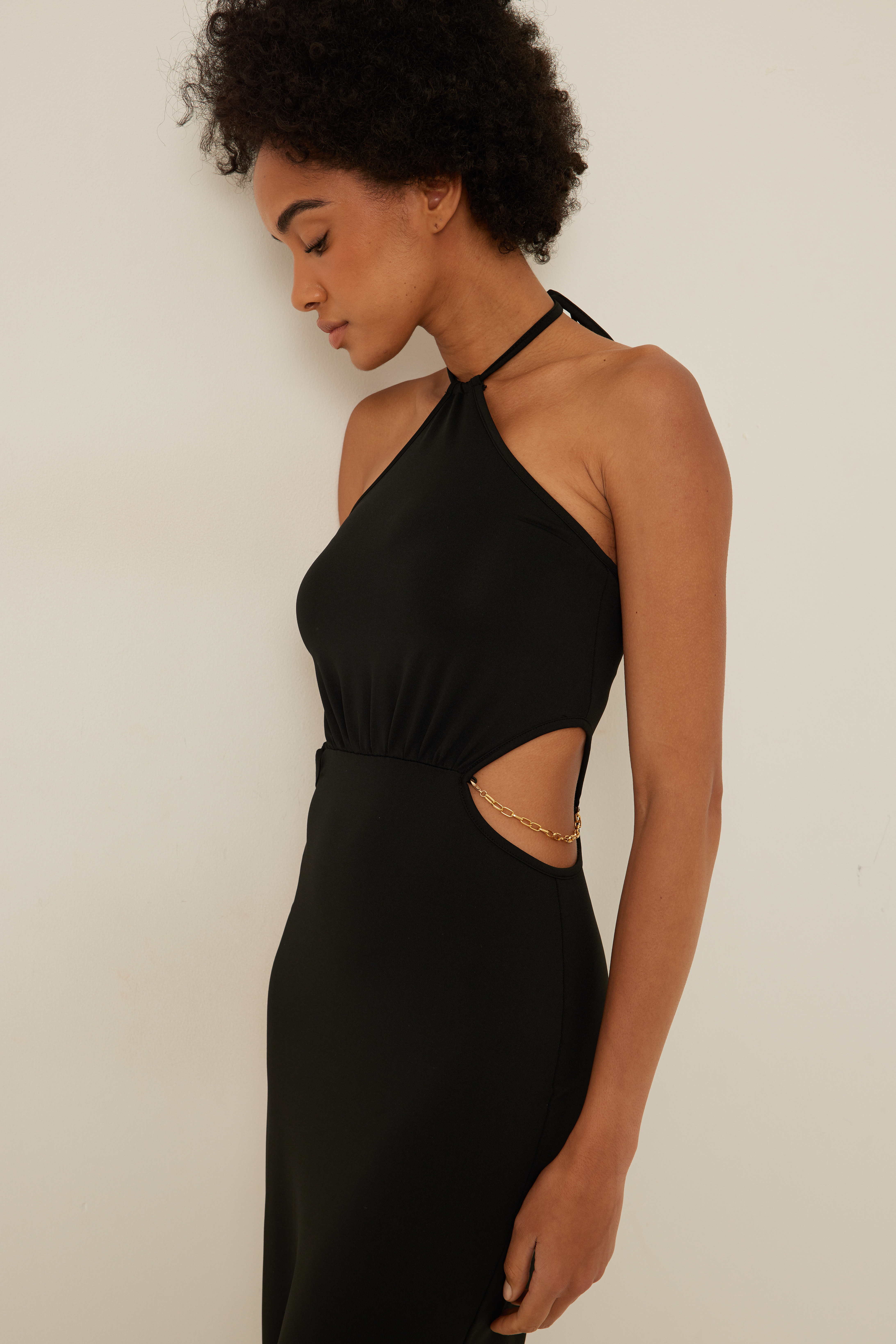Cut Out Chain Detail Dress Black | na 