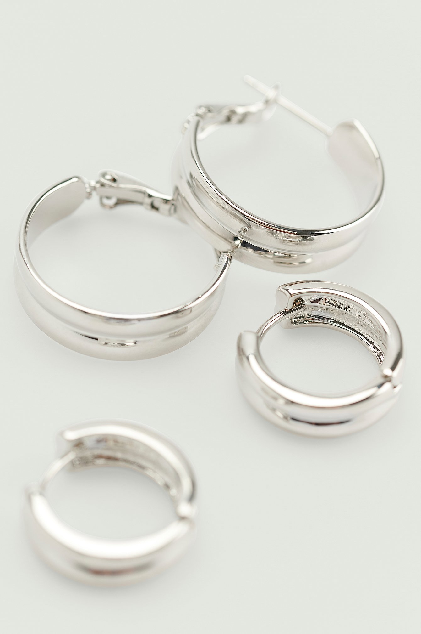 Silver Recycled Double Pack Double Hoop Earrings