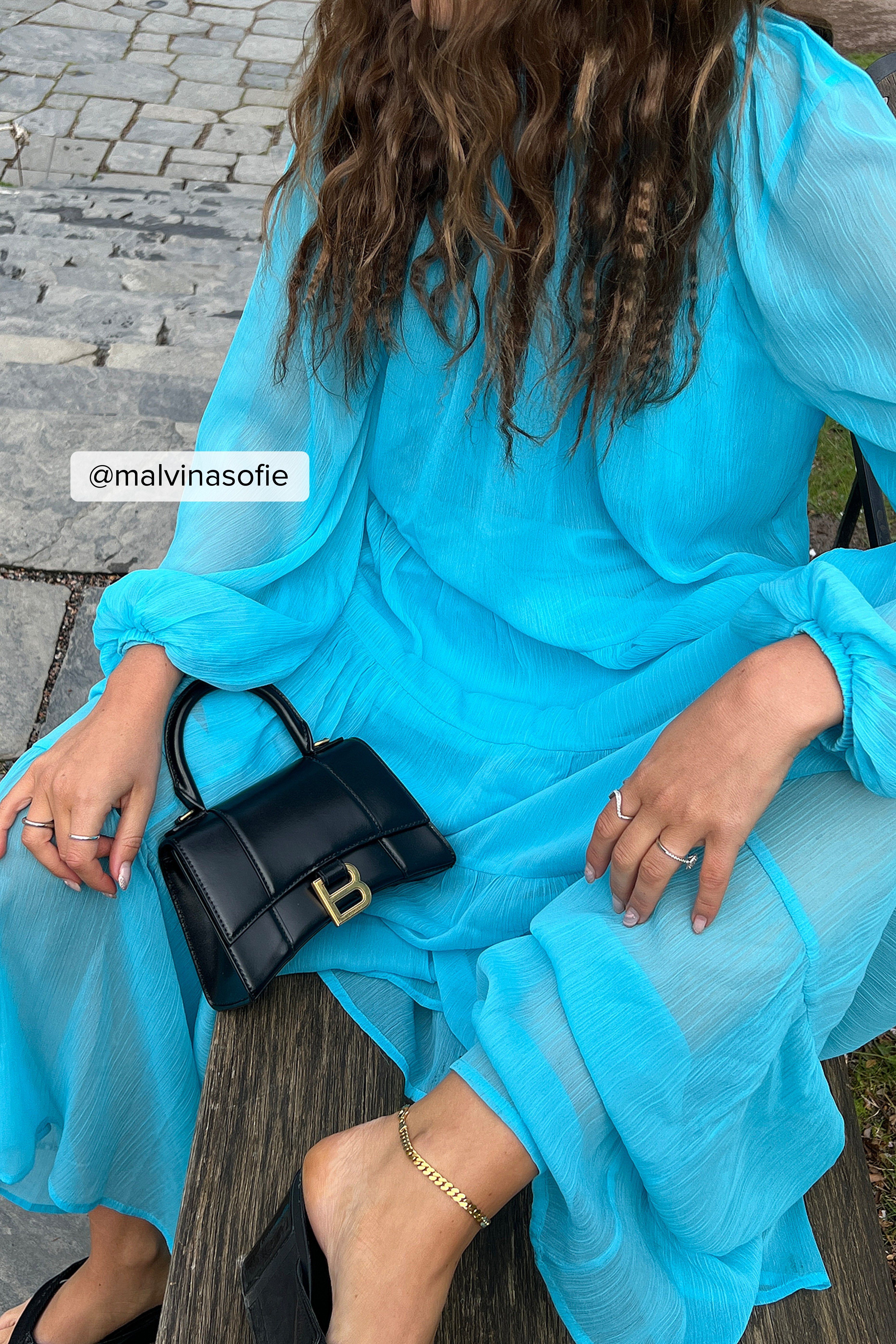 Turquoise Structured Sheer Maxi Dress