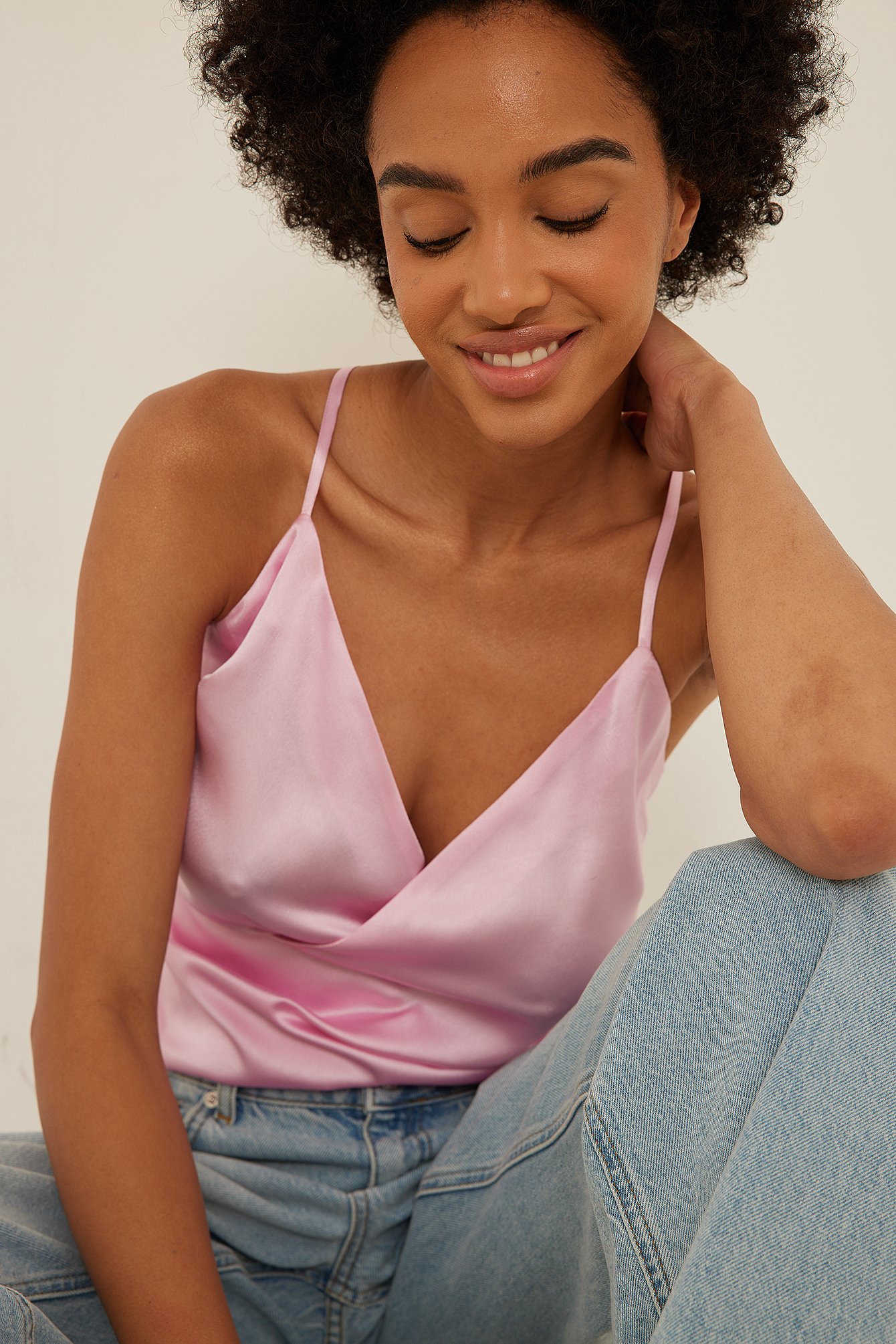 Baby Pink Recycled Satin Singlet