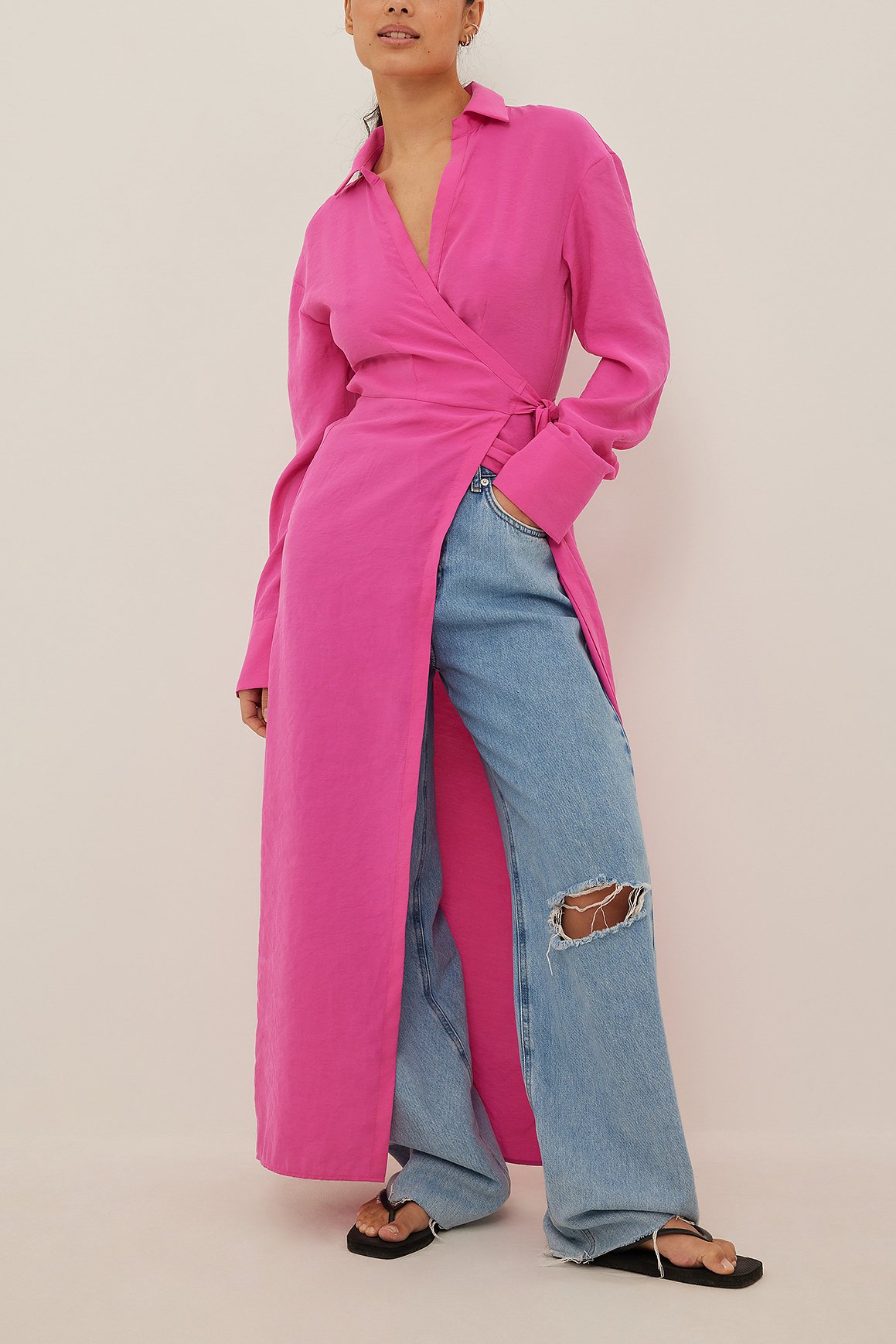 Pink Maxi abito fluido in modal