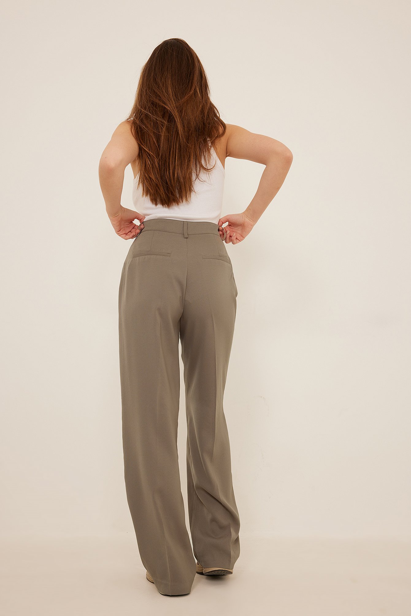 Taupe Recycled Wide Leg Trousers