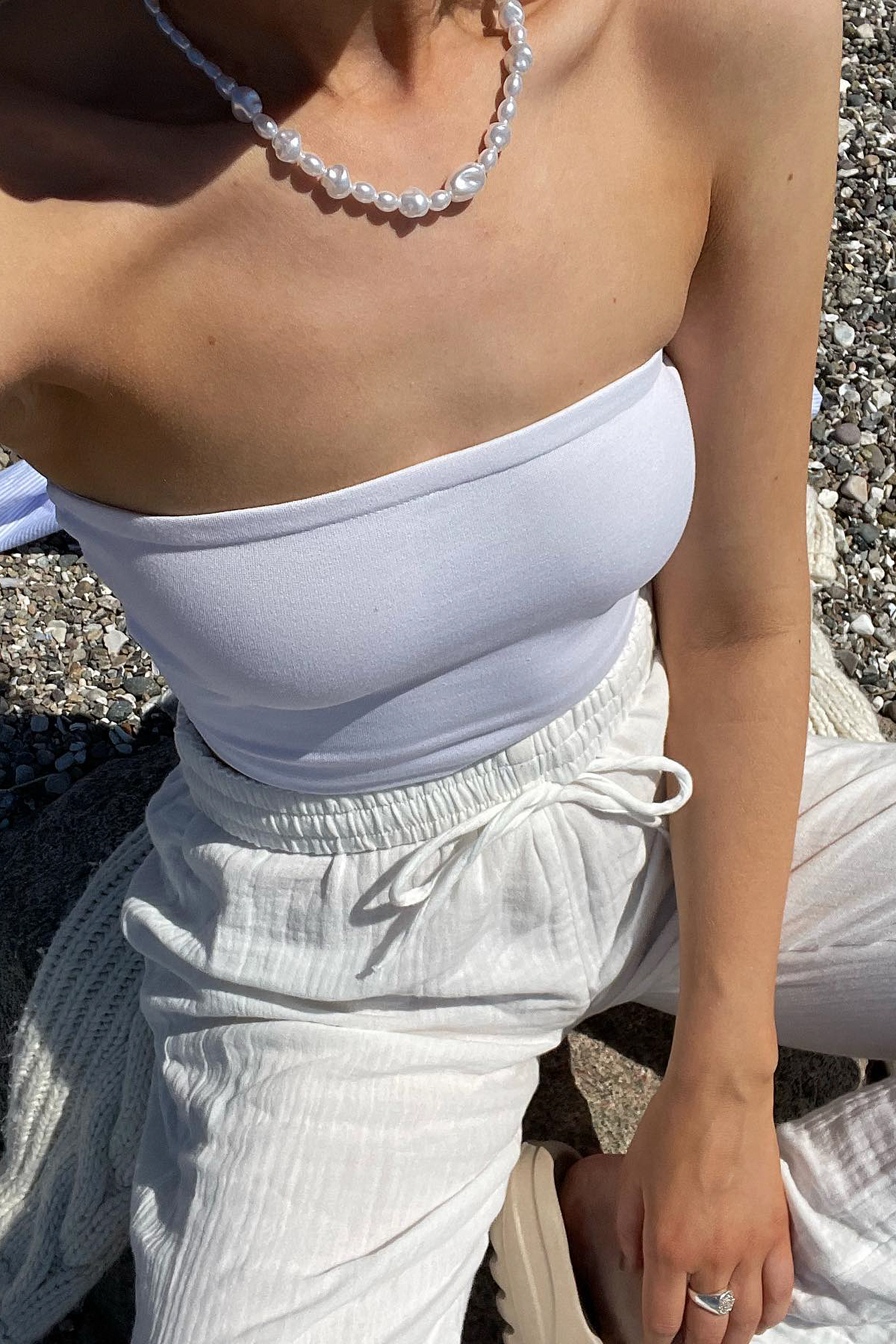 White Cropped Tube Top
