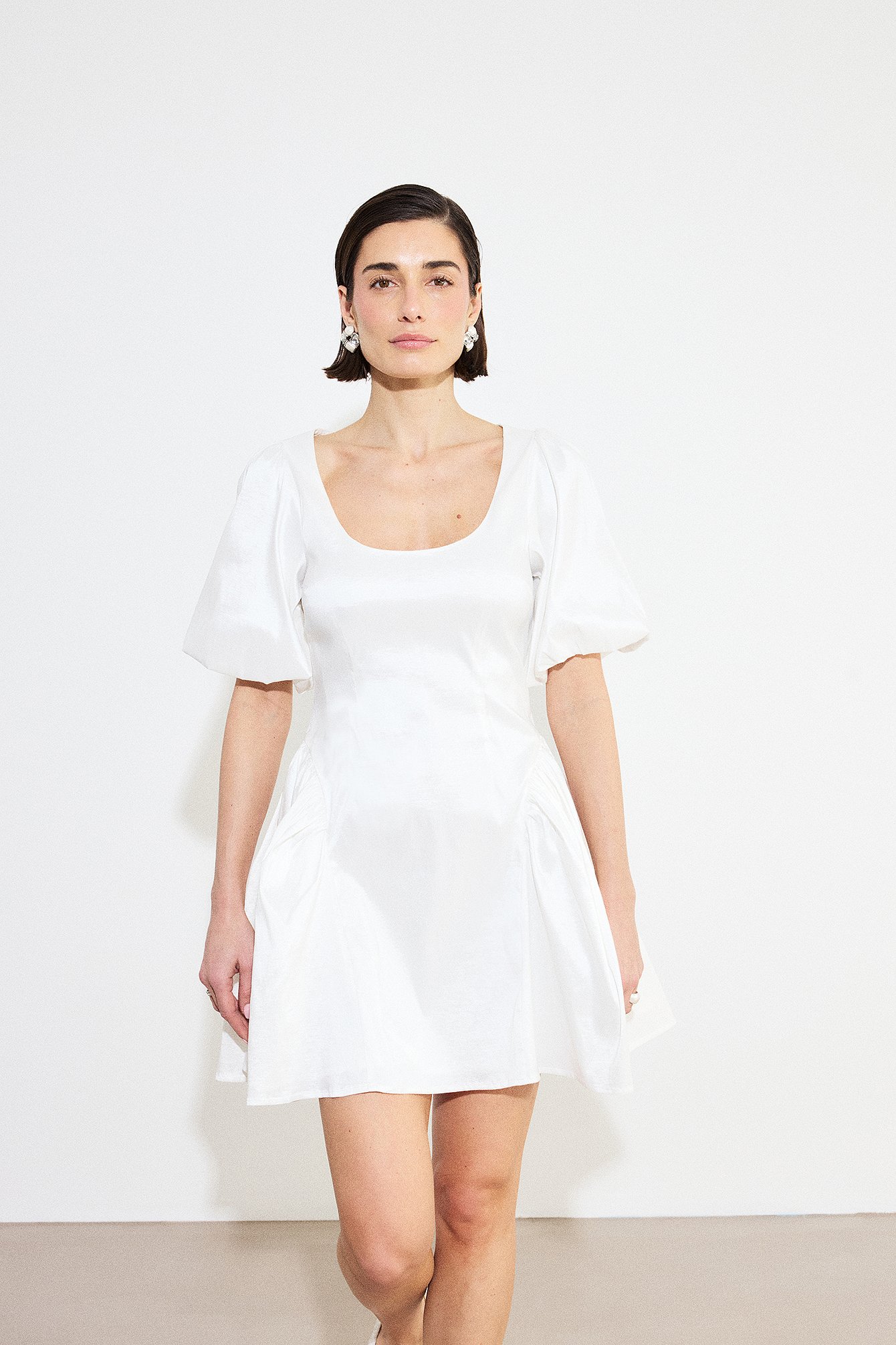 Puff Sleeve Ruched Detail Mini Dress Puff Sleeve Ruched Detail Mini Dress