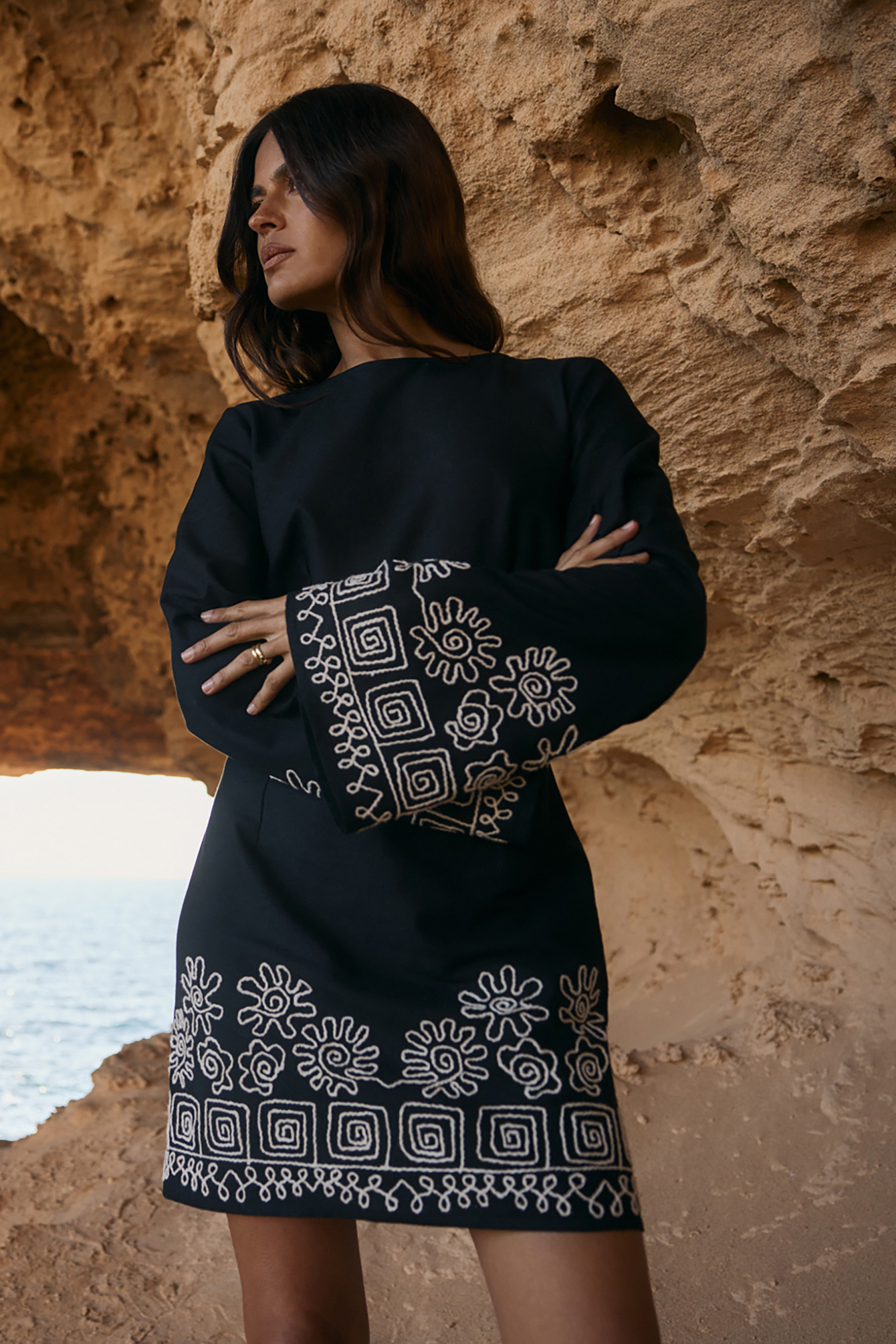 Long Sleeve Embroidered Mini Dress Black | NA-KD Long Sleeve Embroidered Mini Dress Black | NA-KD