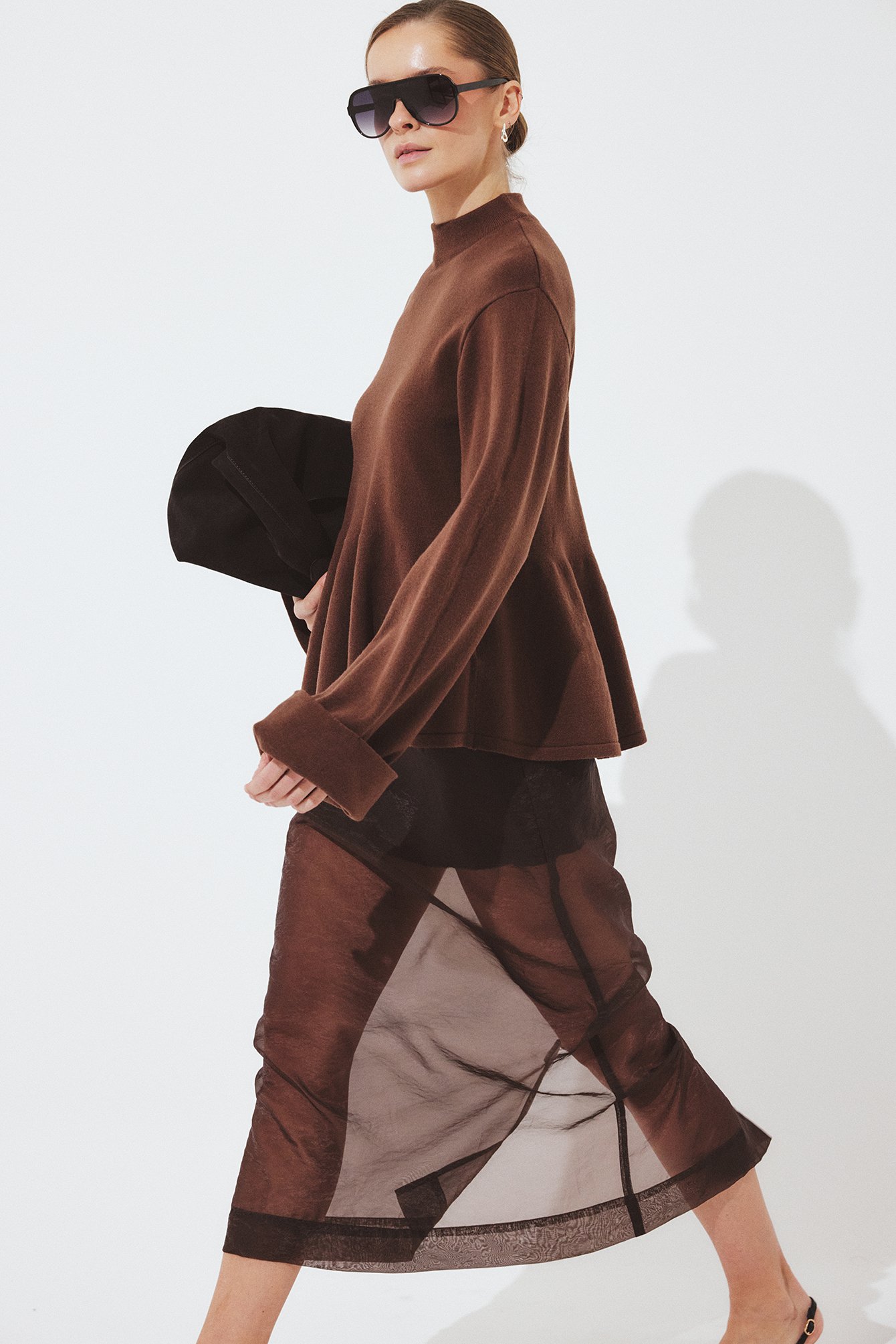 Sheer Thin Knitted Skirt Brown | NA-KD