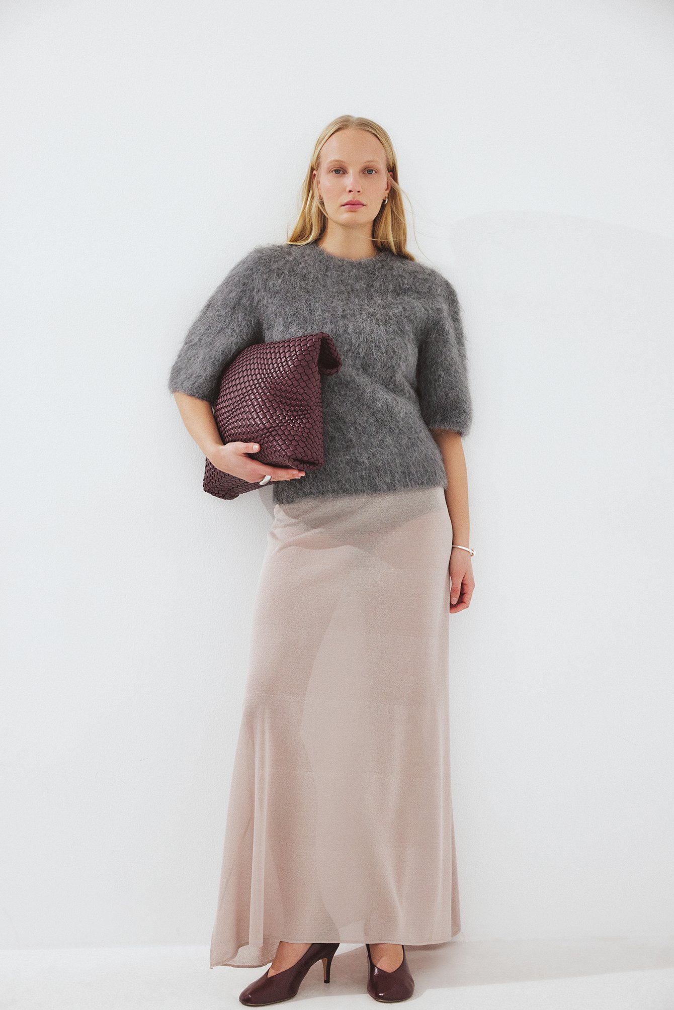 NA-KD Gebreide doorschijnende flowy maxirok - Gebreide rokjes - Beige - S - NA-KD / NAKD