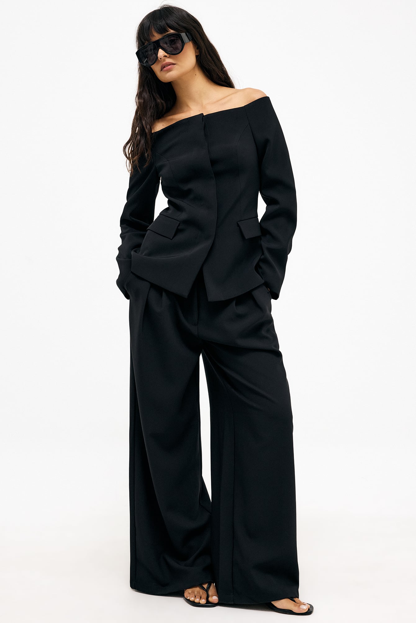 Premium Selection Tailored Wide Leg Linen Pants - Linen Trousers - Black - EU 32 - NA-KD / NAKD