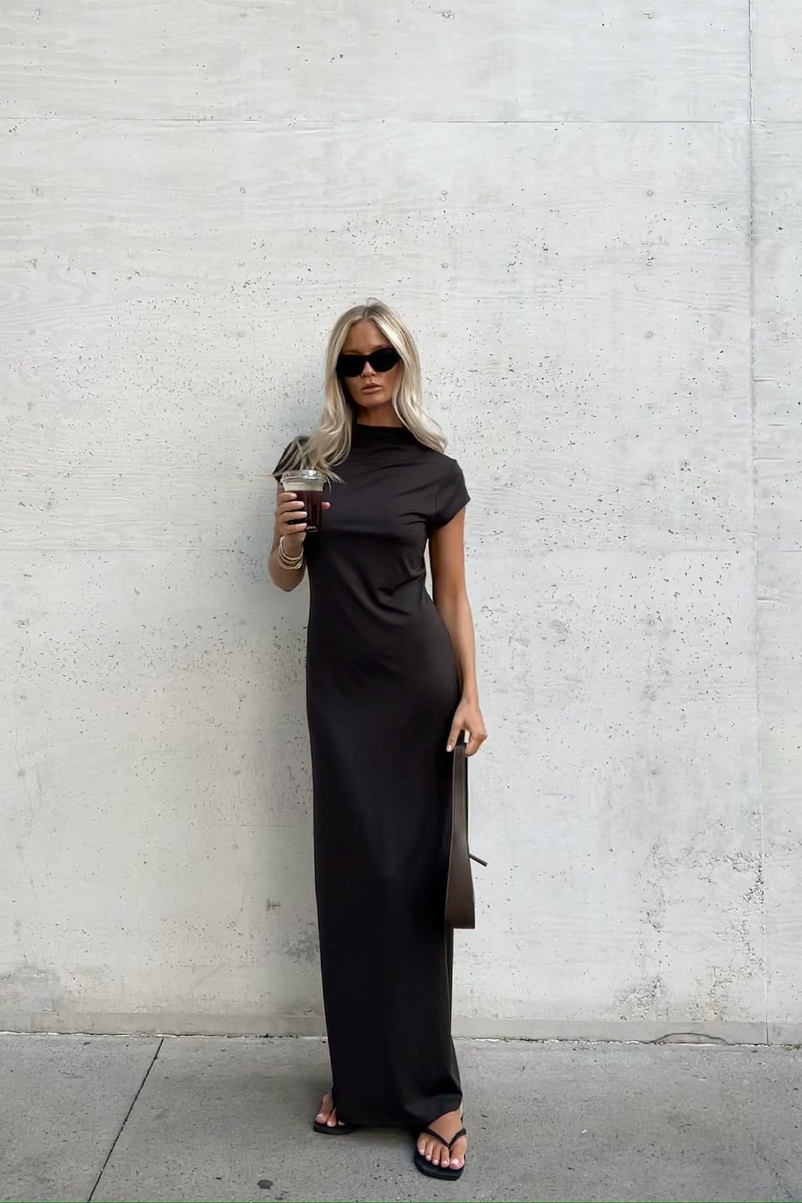 Mock Neck Maxi Dress Brown | NA-KD Mock Neck Maxi Dress Brown | NA-KD