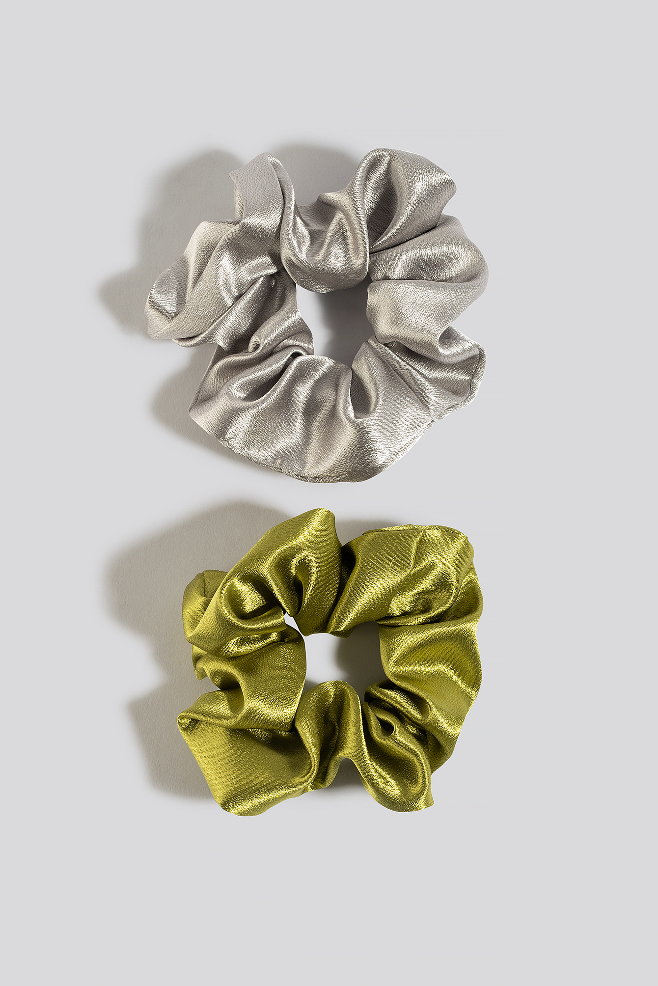 2-Pack Metall Scrunchies Green/Silver