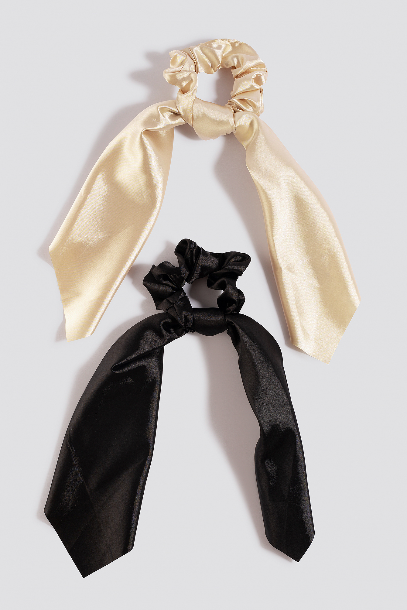 2-Pack Satin Bow Scrunchies Black/Nude