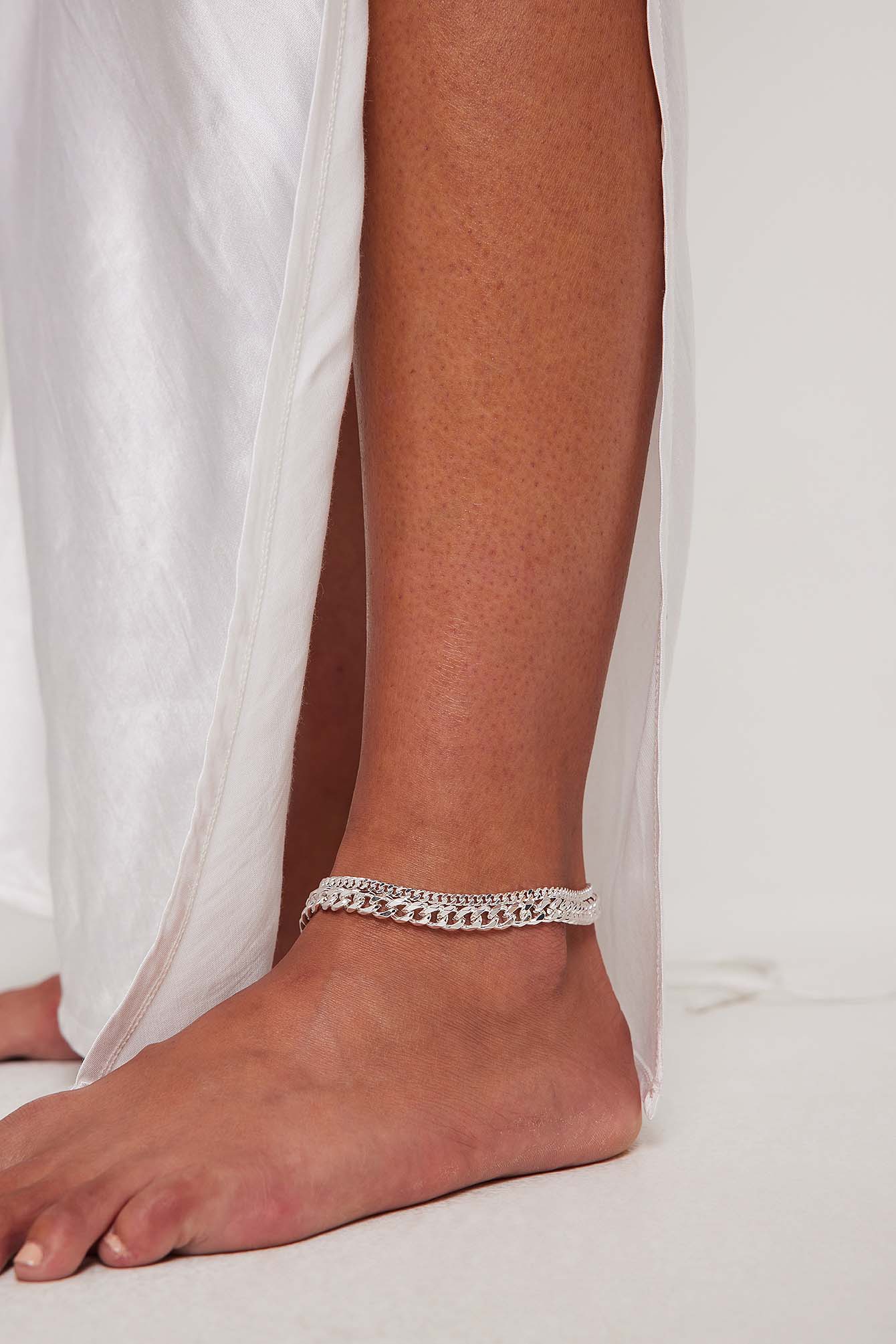 Silver 2-pack Chain Anklets