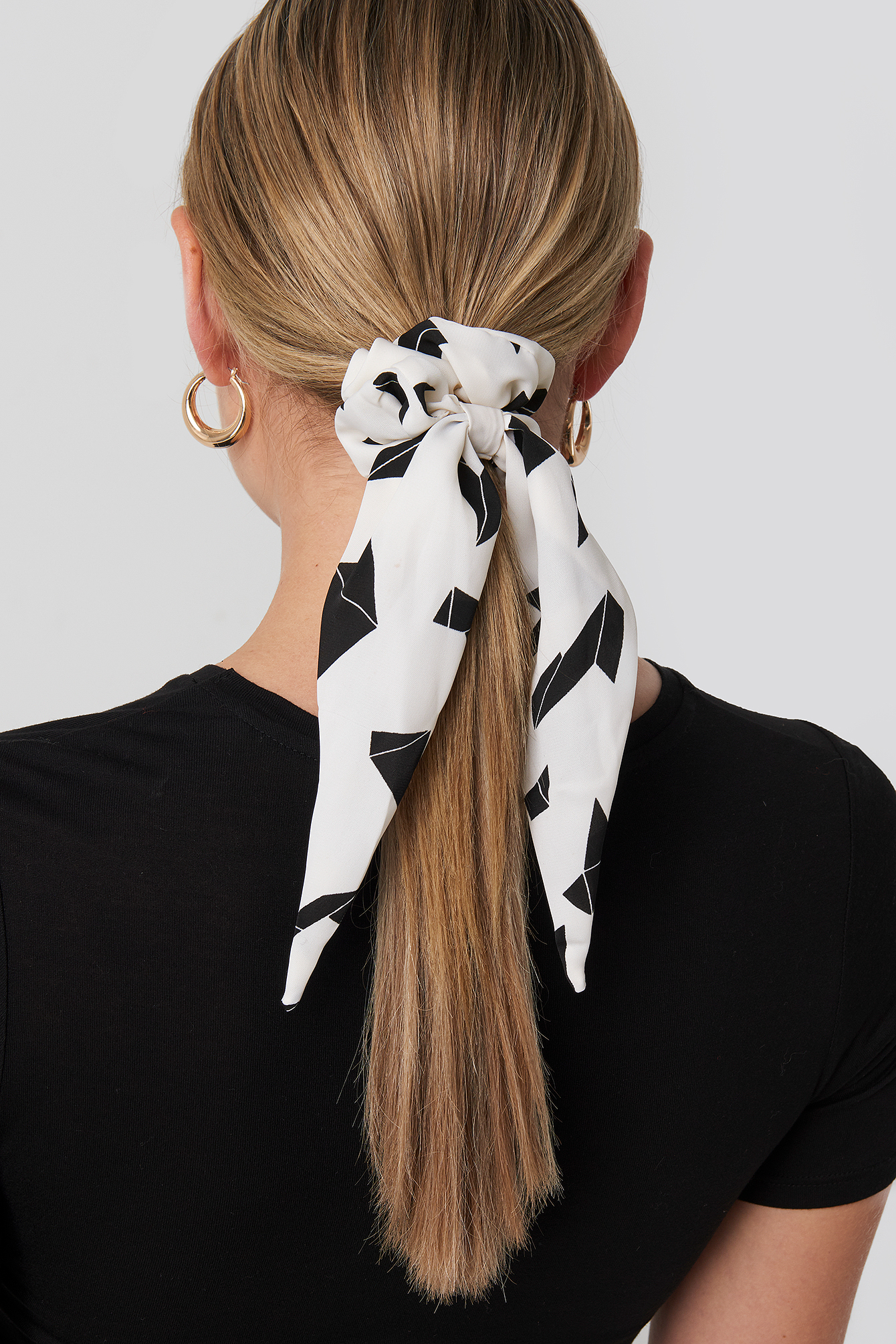2-Pack Graphic Print Bow Scrunchies Black/White