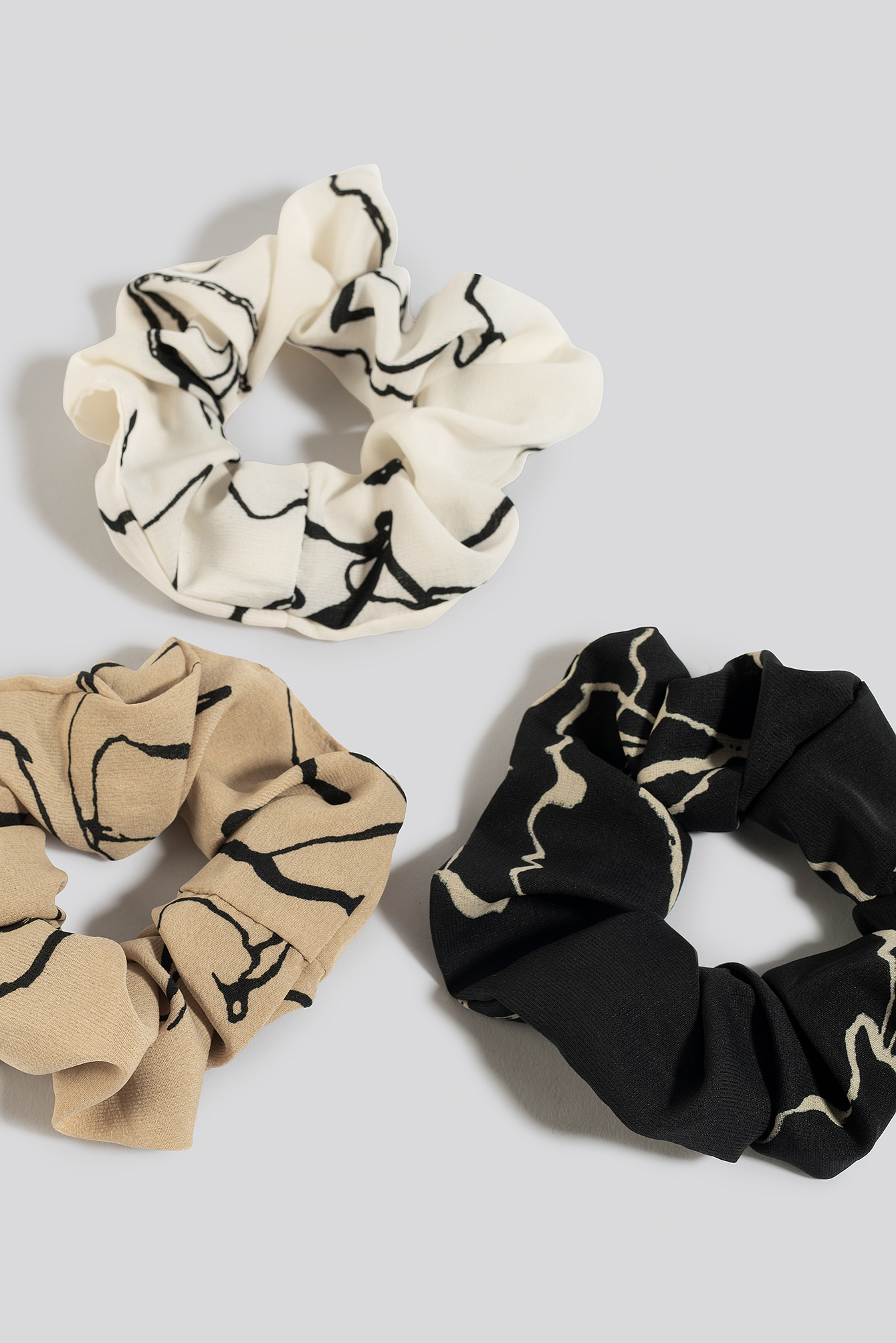 3-Pack Floral Ink Print Scrunchies Mixed