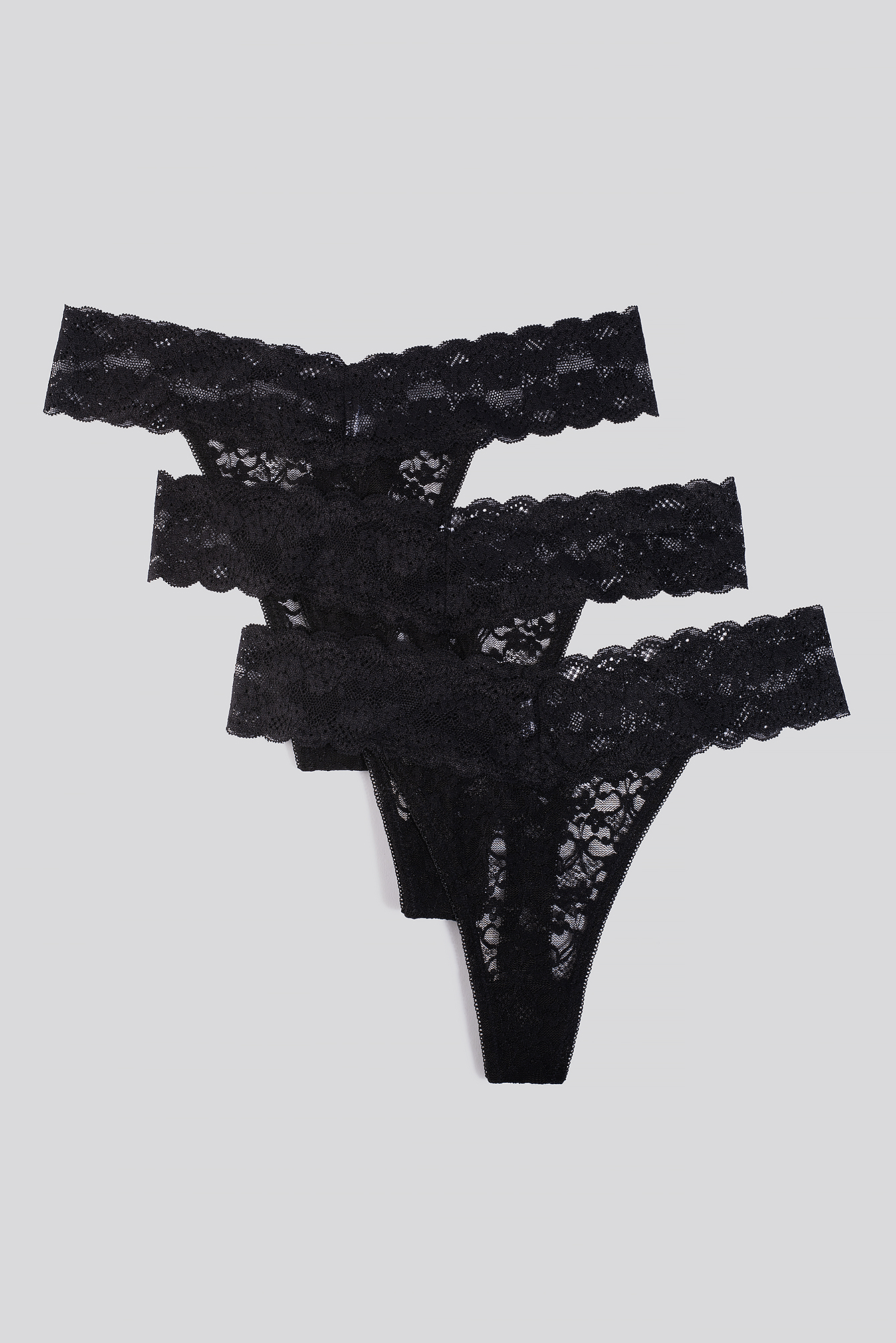 3-pack Lace Thong Black