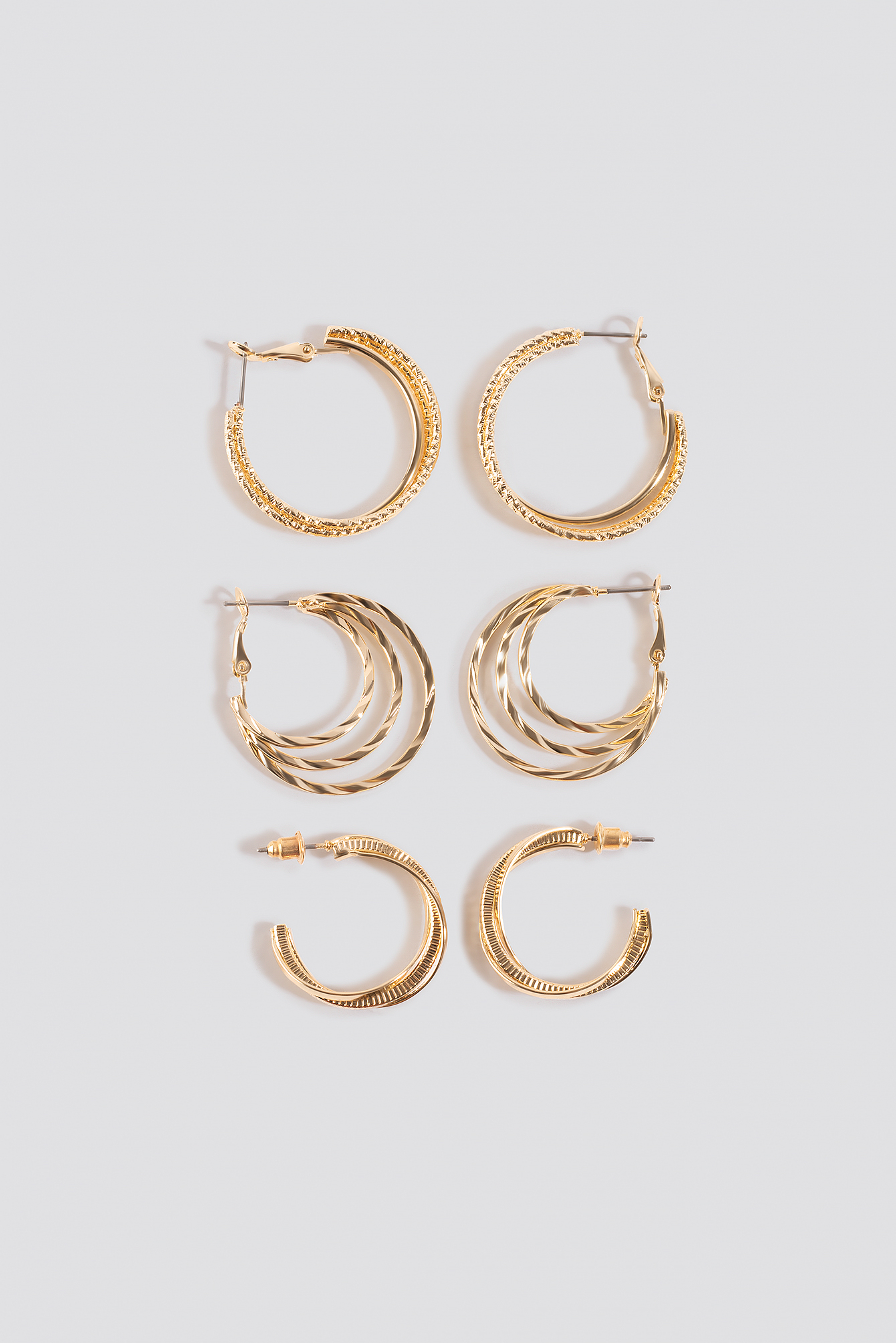 3-Pack Layered Hoop Earrings Gold