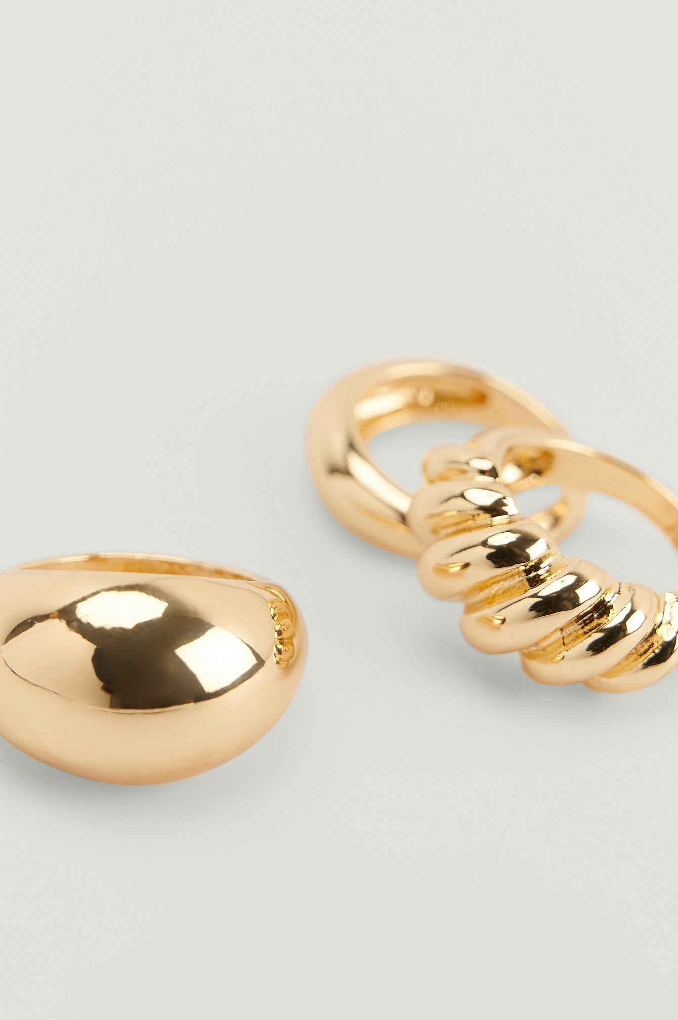 Gold 3-pak plecionych pierścionków z recyklingu