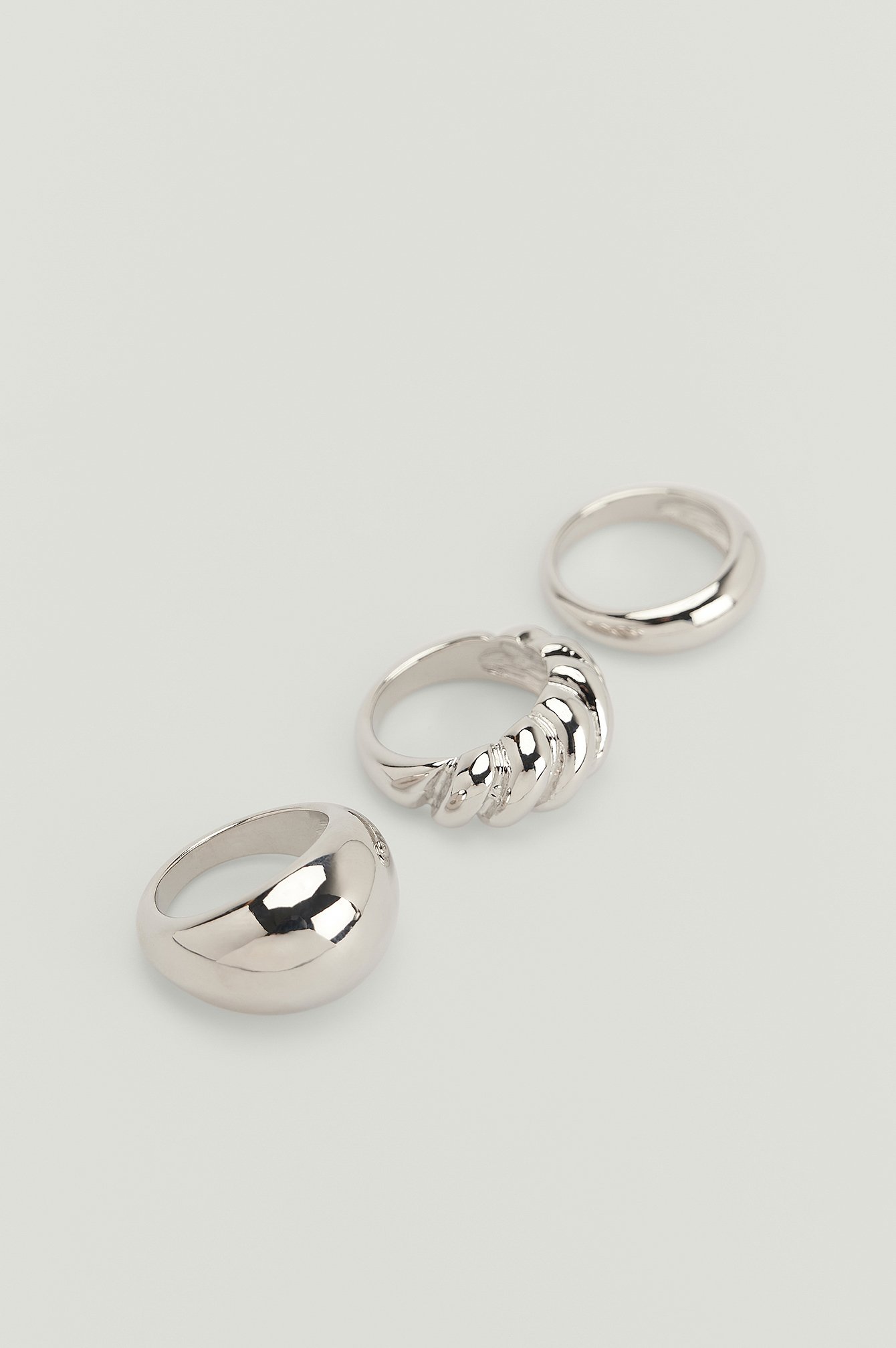 Silver 3-pak plecionych pierścionków z recyklingu