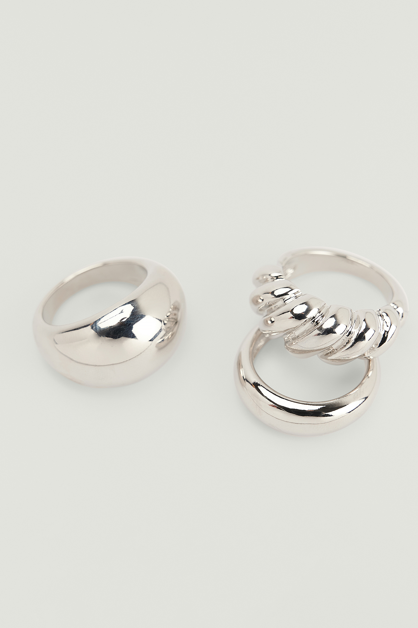 Silver Recyceltes Set aus geflochtenen Ringen im 3er-Pack