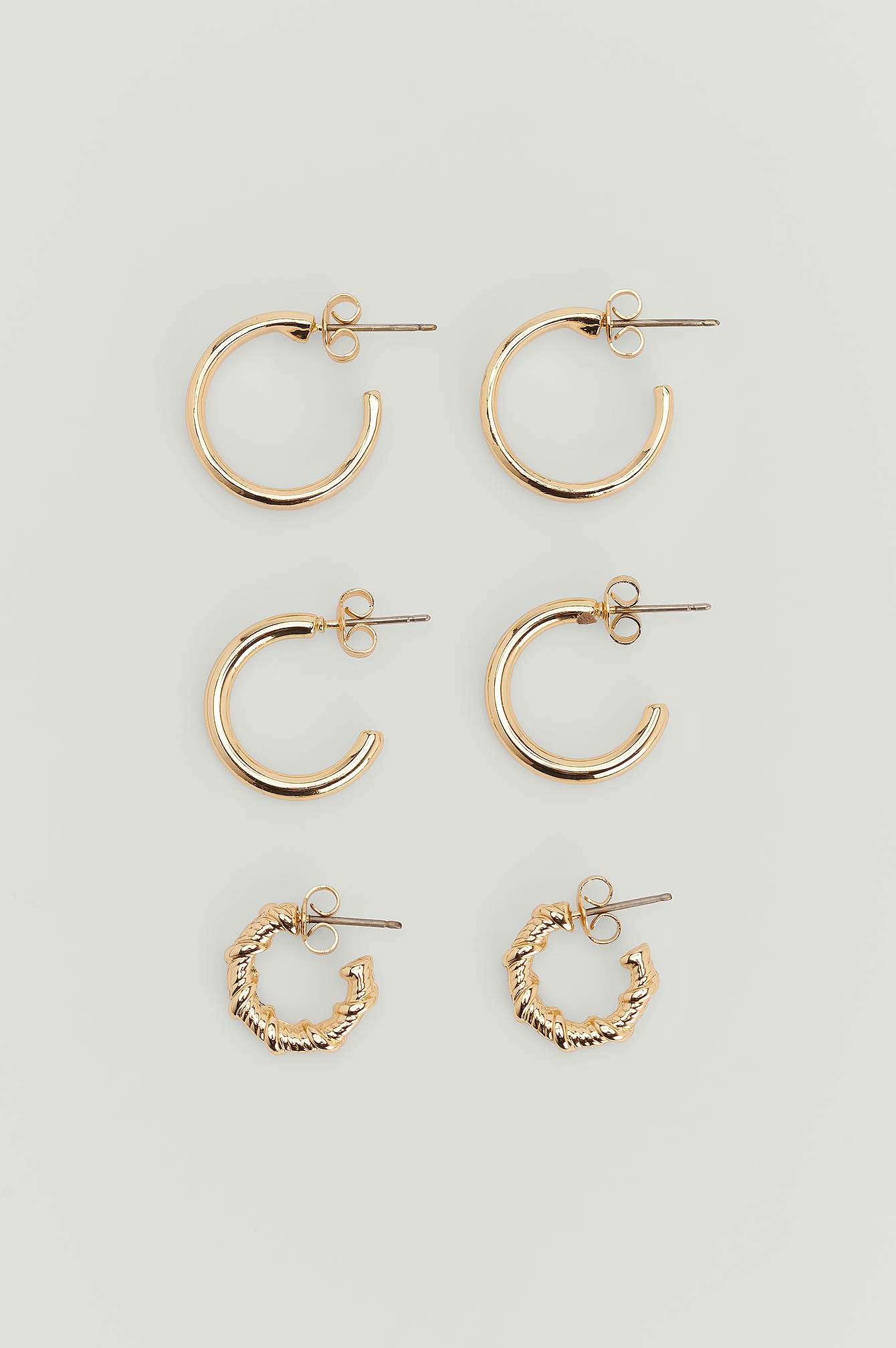 NA-KD Accessories 3-pack Recycled Hoop Earrings - Gold