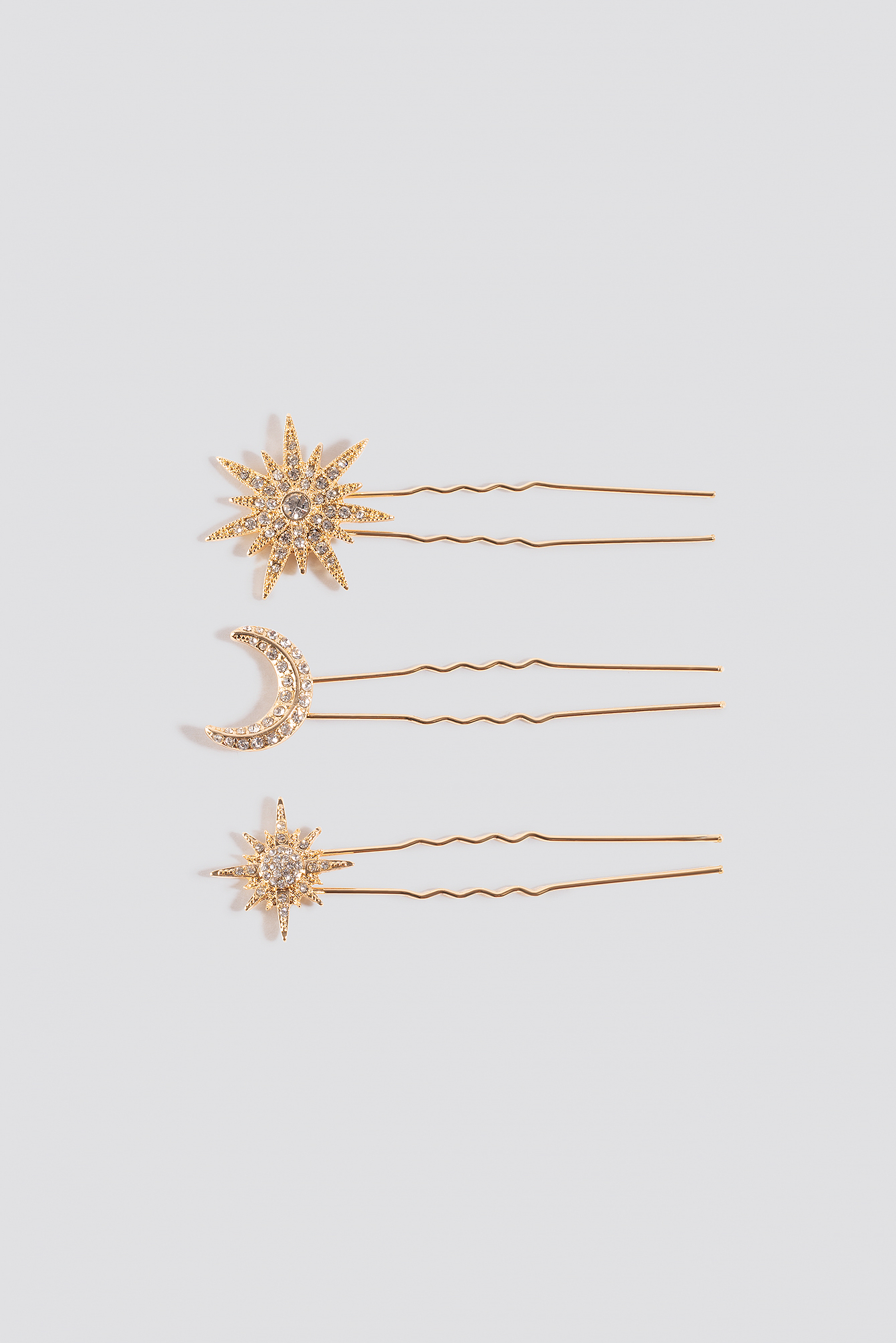 3-Pack Sparkling Star Hairpins Gold