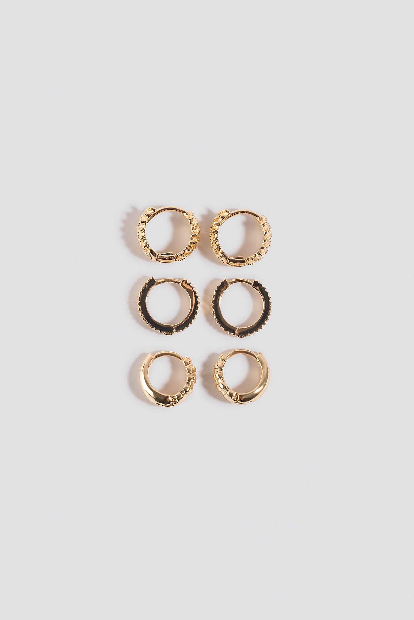 3-Pack Structured Tiny Hoops Gold