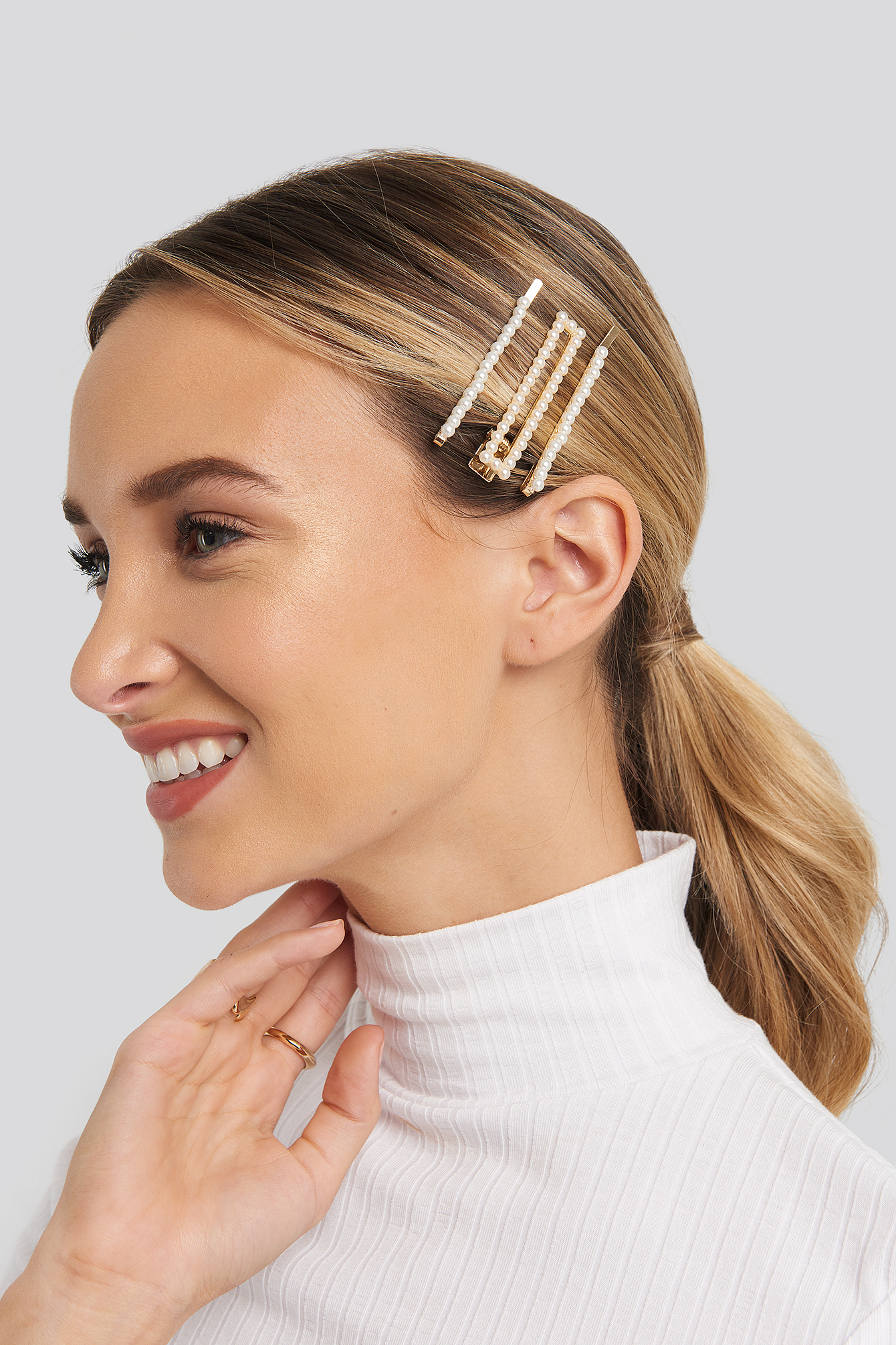 3-pack Pearl Covered Hairclips Gold