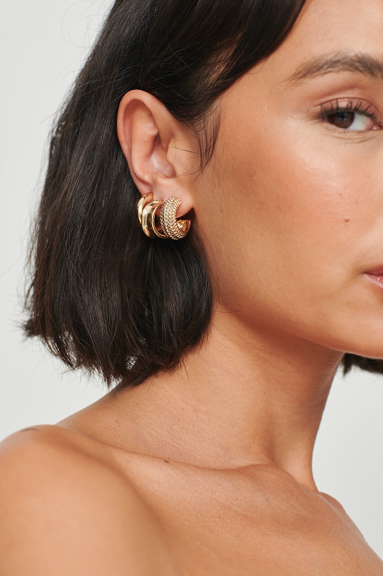 Gold 3-pack Recycled Chubby Hoop Earrings