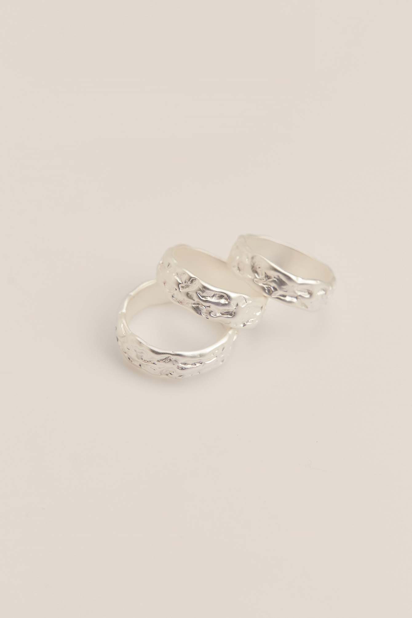 3-pack Silver Plated Crafted Rings Silver | NA-KD