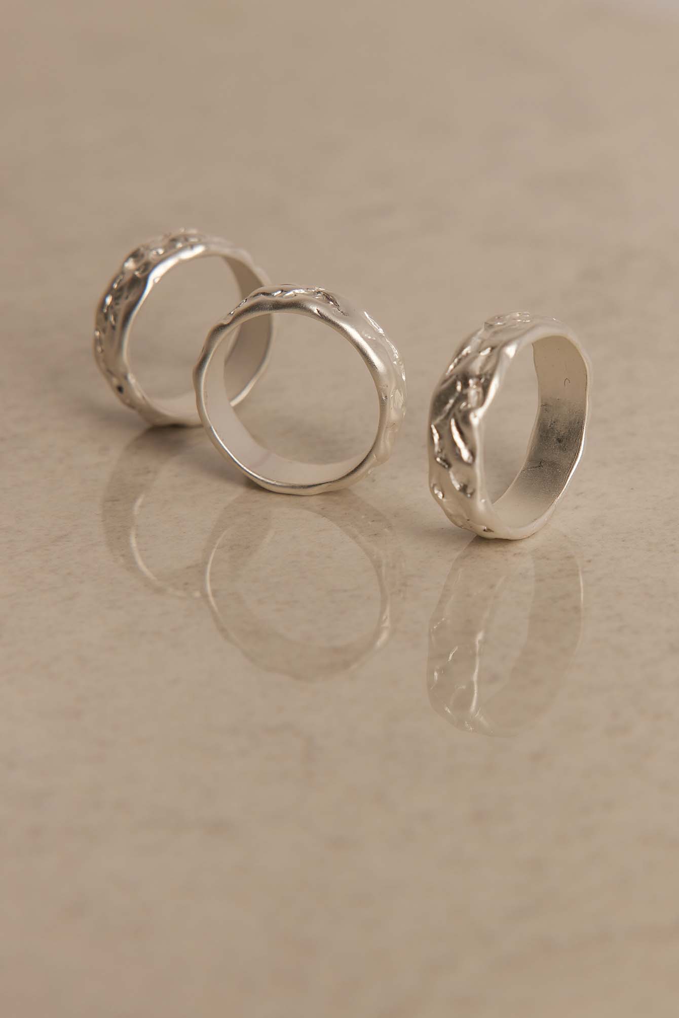 Silver 3-pack Silver Plated Crafted Rings