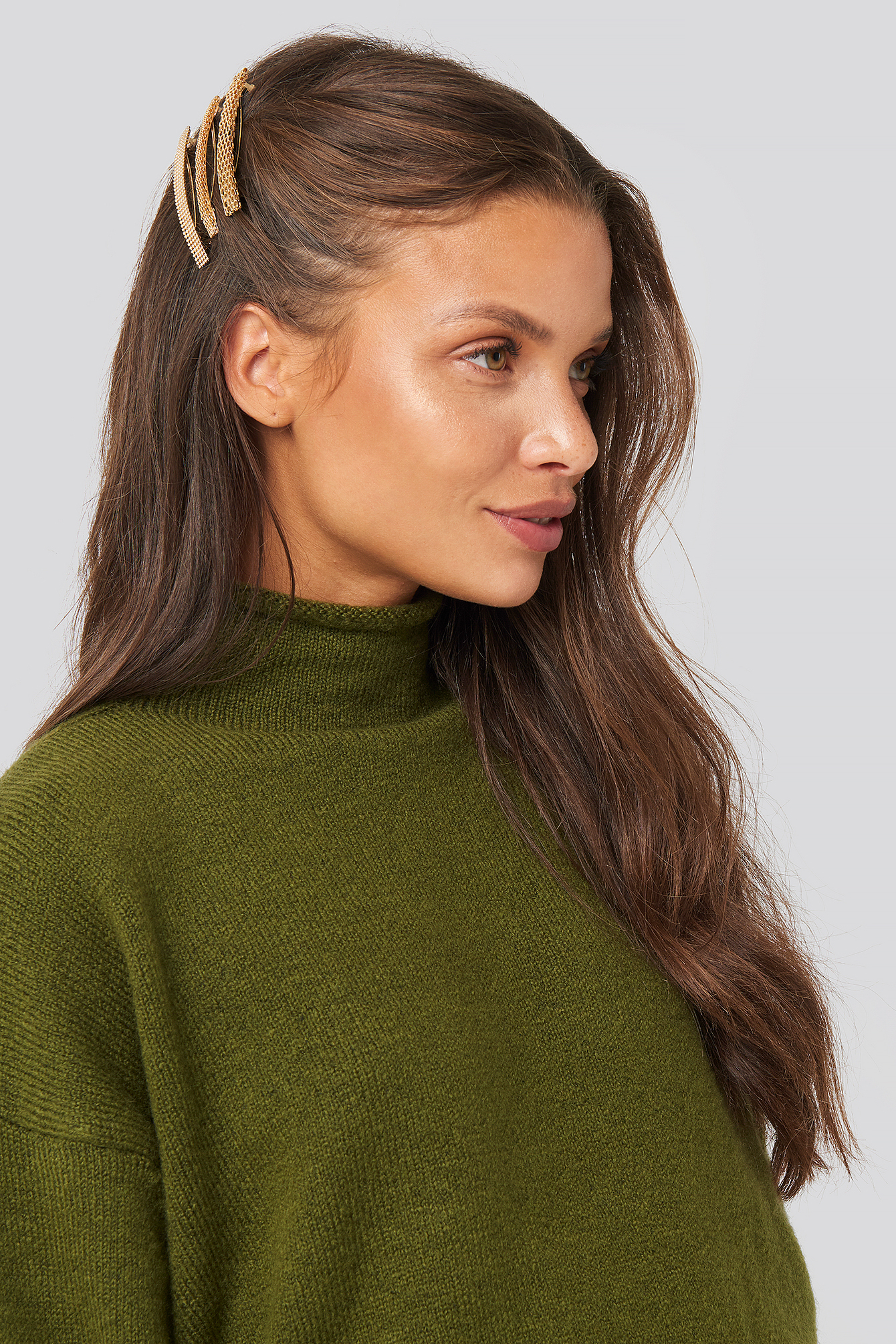3-Pack Structured Hairclips Gold