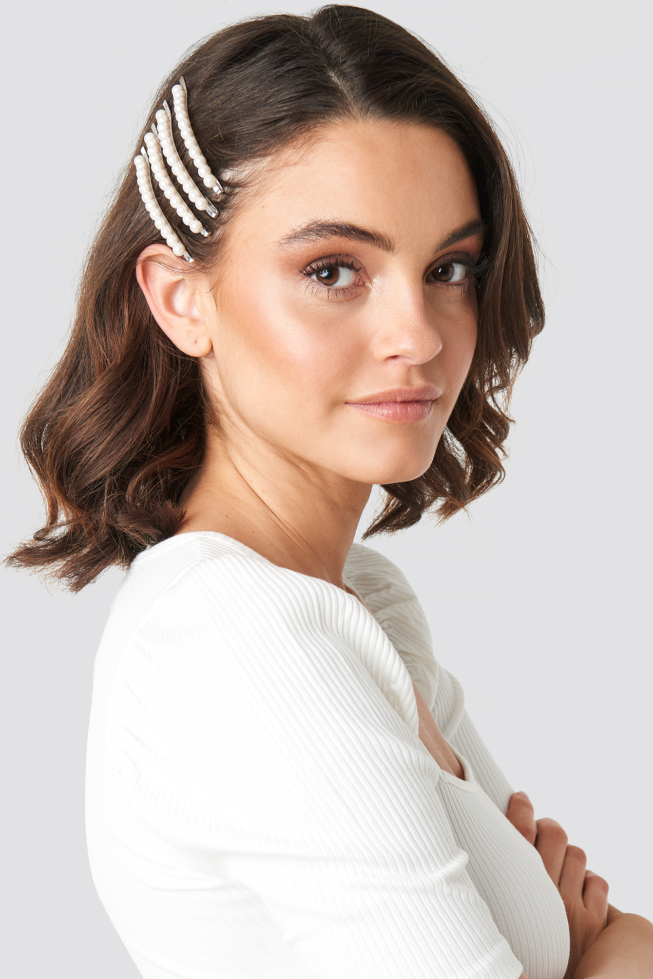 4-Pack Slim Pearl Hairpins White